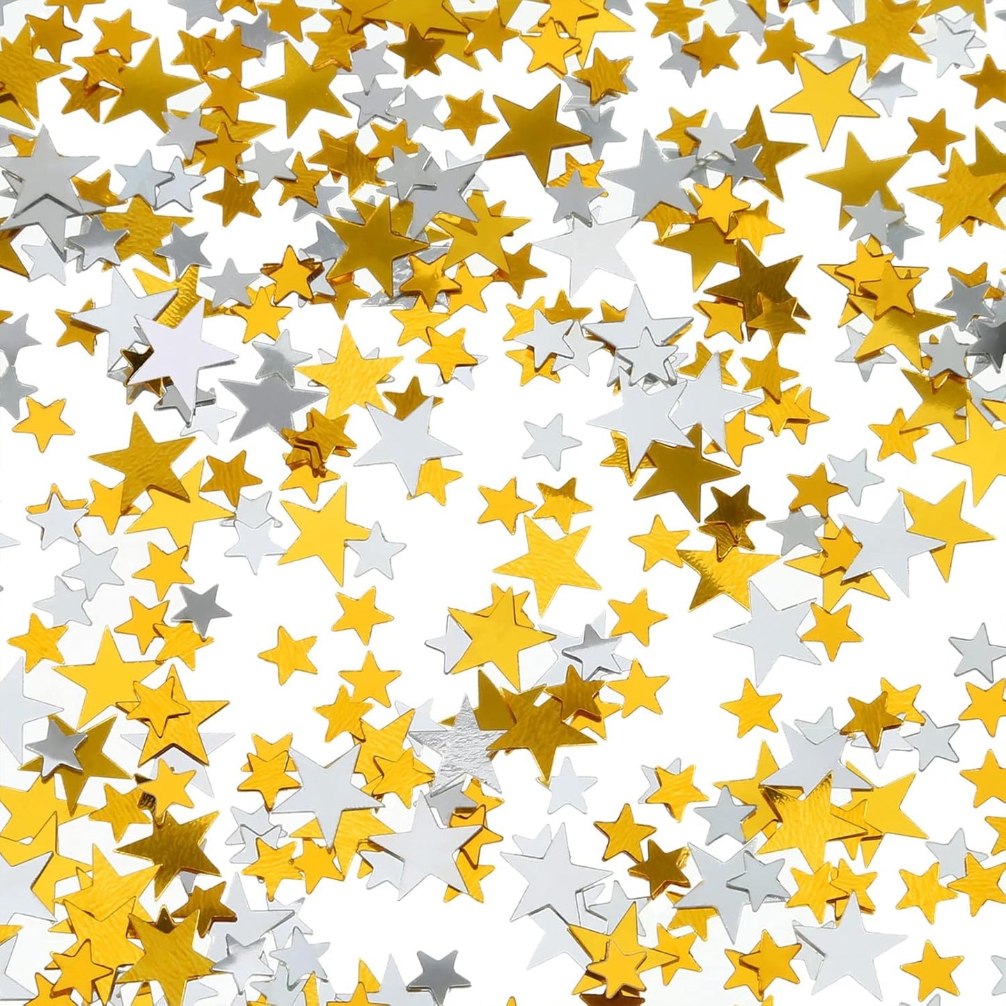 Hestya 60g Star Confetti Glitter Table Confetti Metallic Foil Stars for Party Wedding Festival Decorations(Gold Silver 60g,10mm and 6mm)