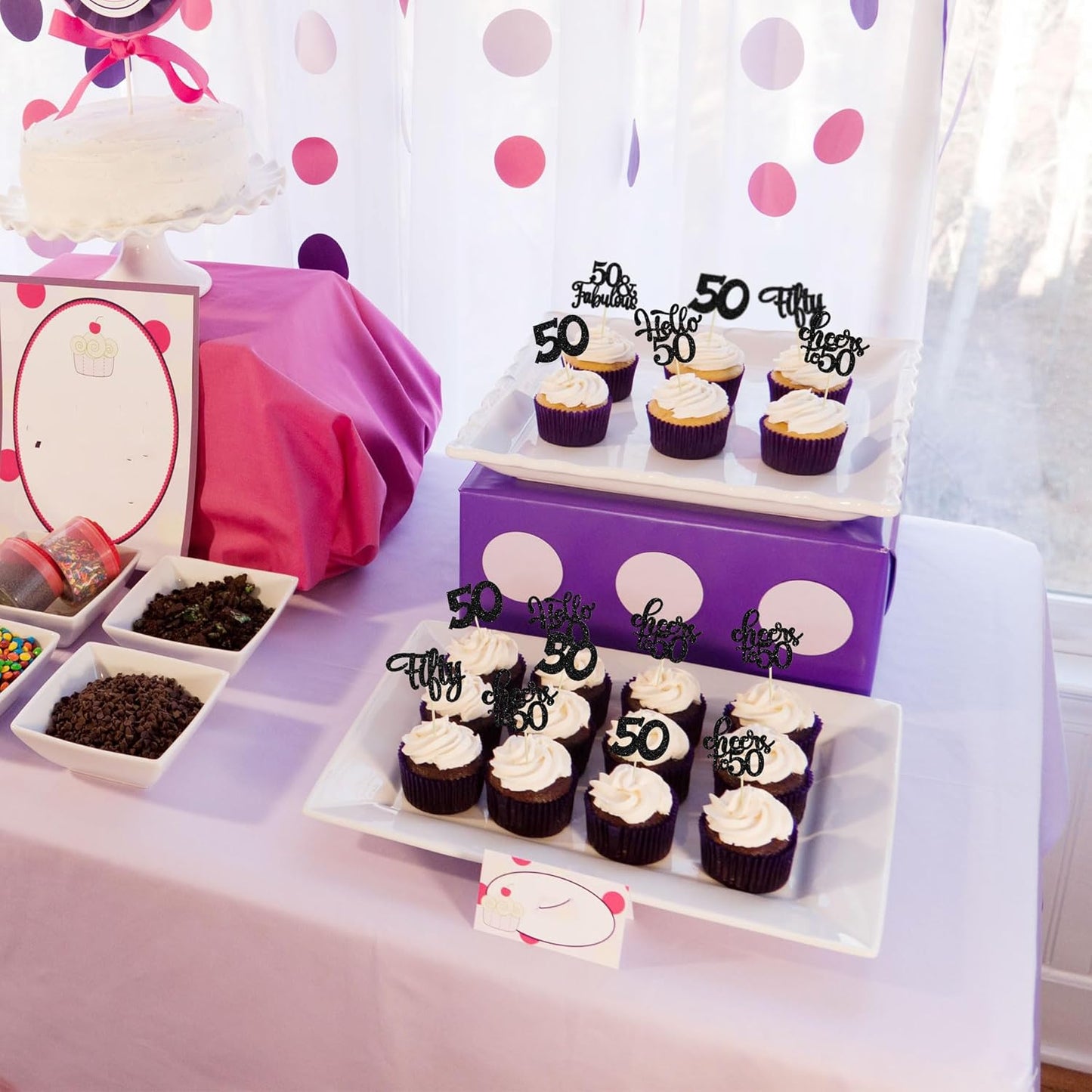 30Pcs Happy 50th Birthday Cupcake Toppers Black Glitter Fifty Cheers to 50 Years Old Birthday Cupcake Picks for 50th Birthday Anniversary Party Cake Decorations Supplies