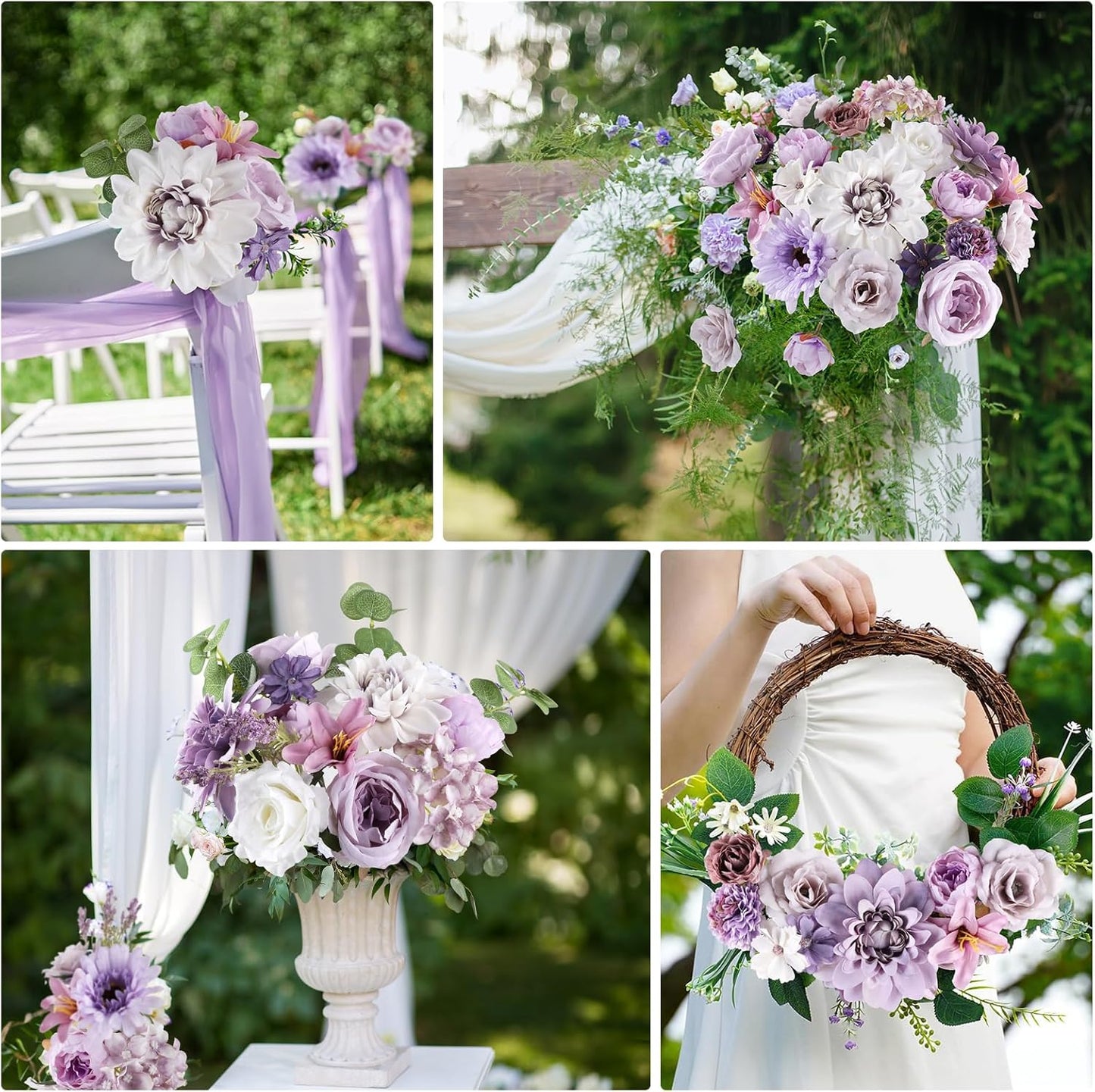 AmyHomie Lavender Artificial Flowers Combo Silk Mix Peony Rose Fake Flowers w/Stem for DIY Wedding Bouquets Centerpieces Arrangements Table Fall Decor Party Bridal Baby Shower Home Decorations