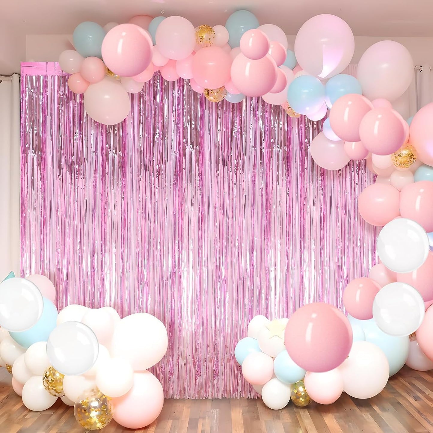 6 Pack Pink Foil Fringe Curtains Streamers Party Decorations 3.3 x 8.2 ft, Pink Tinsel Curtain Fringe Backdrop for Parties, Door Fringe Birthday Streamers, Barbie Backdrop Birthday Party Decorations