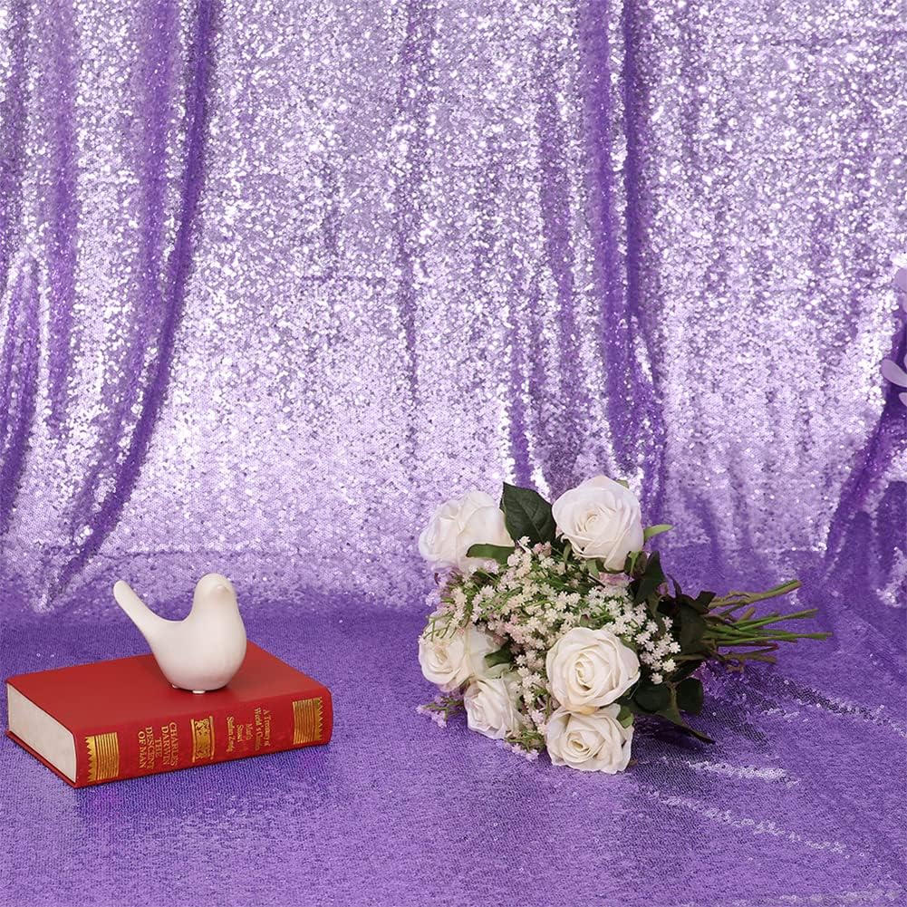 Eternal Beauty Lavender Sequin Backdrop, 4x7 Ft Glitter Background Curtains for Shimmer Photography Party Wedding Birthday Back Drop Decor
