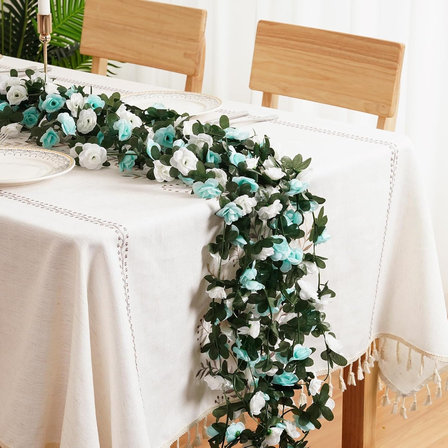 12 Pcs 99 Ft Flower Garland Rose Vines, Rose Garland for Decoration, Flower Vine for Room Table Birthday Wedding Party Garden Wall Decor