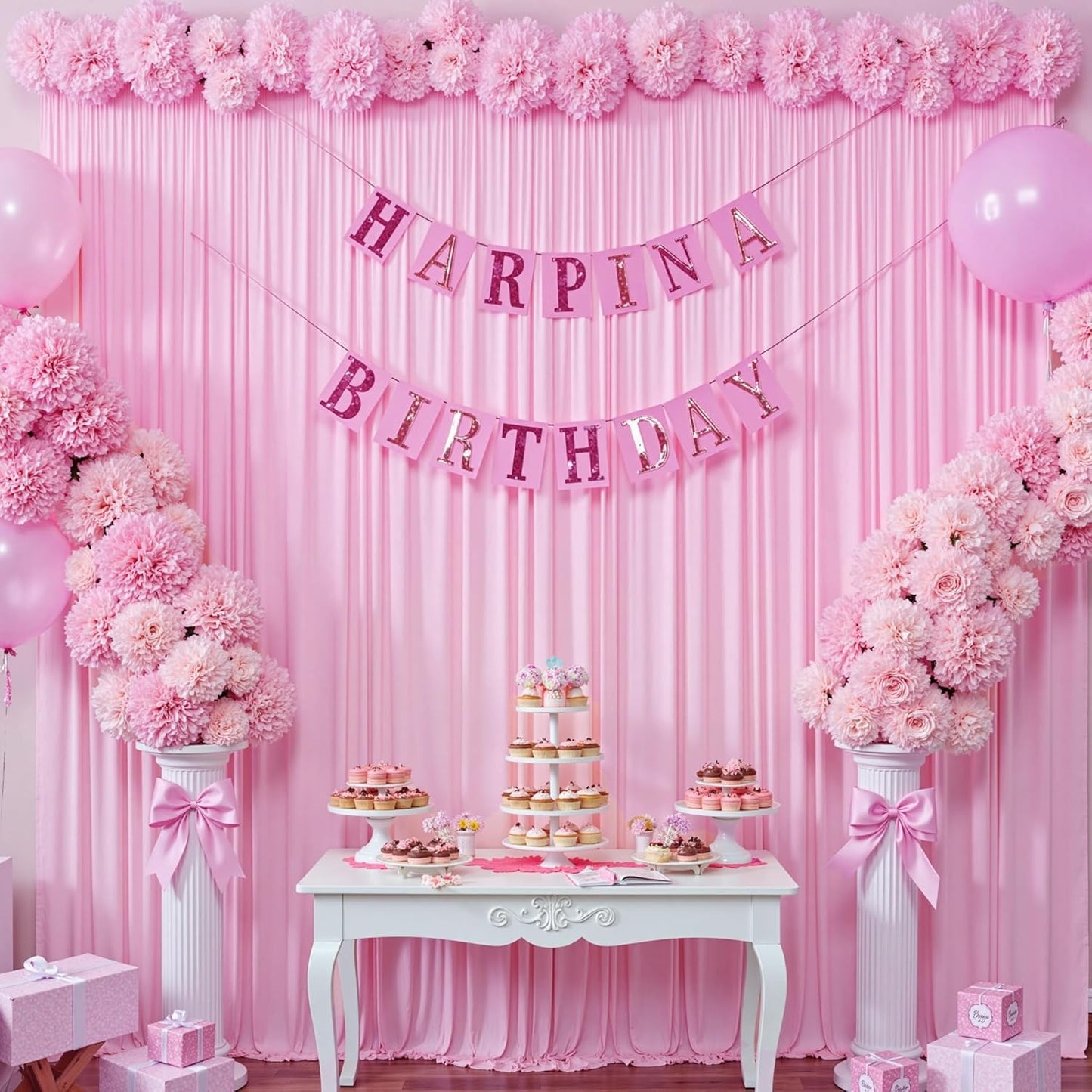 10 ft x 10 ft Pink Backdrop Curtains for Parties, Wrinkle Free Baby Pink Photography Backdrop Drapes for Wedding Grils Birthday Baby Shower Bridal Shower Party