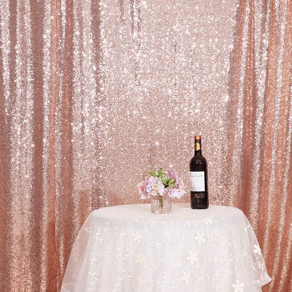 Eternal Beauty Rose Gold Sequin Backdrop, 10x10 Ft Glitter Background Curtains for Shimmer Photography Party Wedding Birthday Back Drop Decor