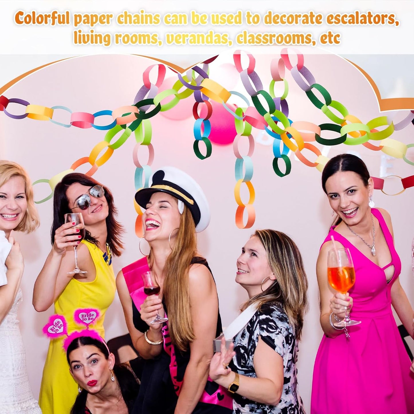 Lincia 600 Sheets Halloween Paper Chain Garland, Construction DIY Crafts Chain Strip for Fall Thanksgiving Party Decor, 1x8 Inch with Double Sided Tape (Bright)