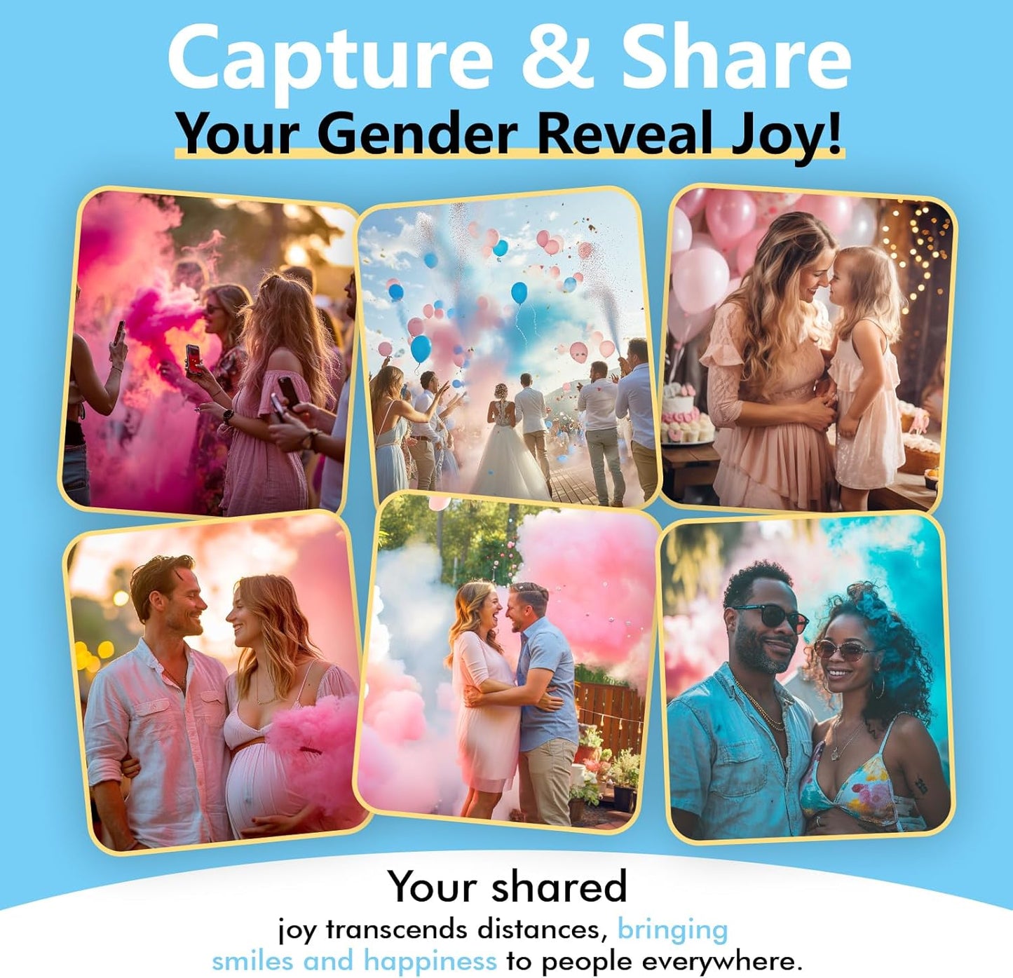 Previvo Gender Reveal Confetti Powder Cannon - 2 Pack Blue Baby Gender Reveal Poppers - 100% Biodegradable Powder Smoke - Ideas Party