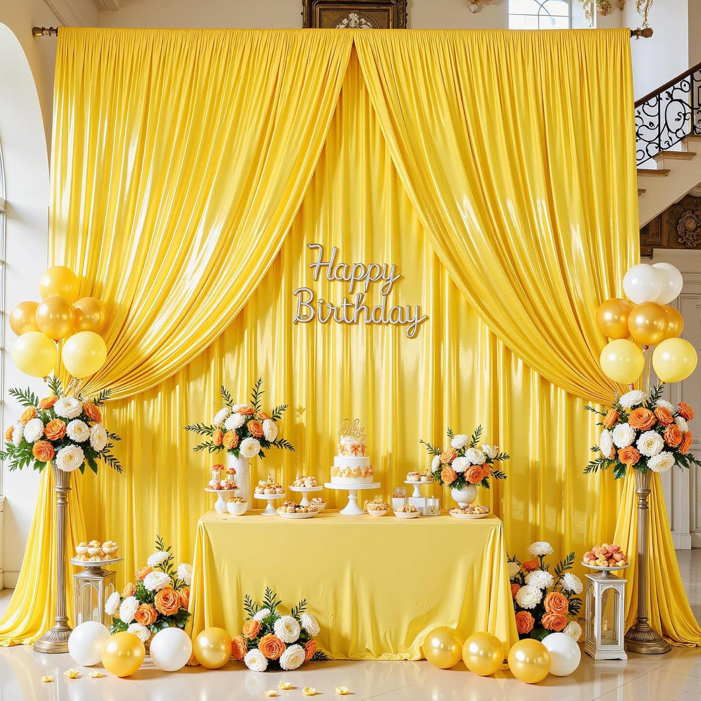 Gold Glitter Backdrop Curtain for Parties Wedding,10Ft x 10Ft Satin Shimmer Photo Backdrop,Non-Wrinkle Sparkle Drapes for Backdrop,Back Drop for Photography, Birthdays,Weddings,Prom