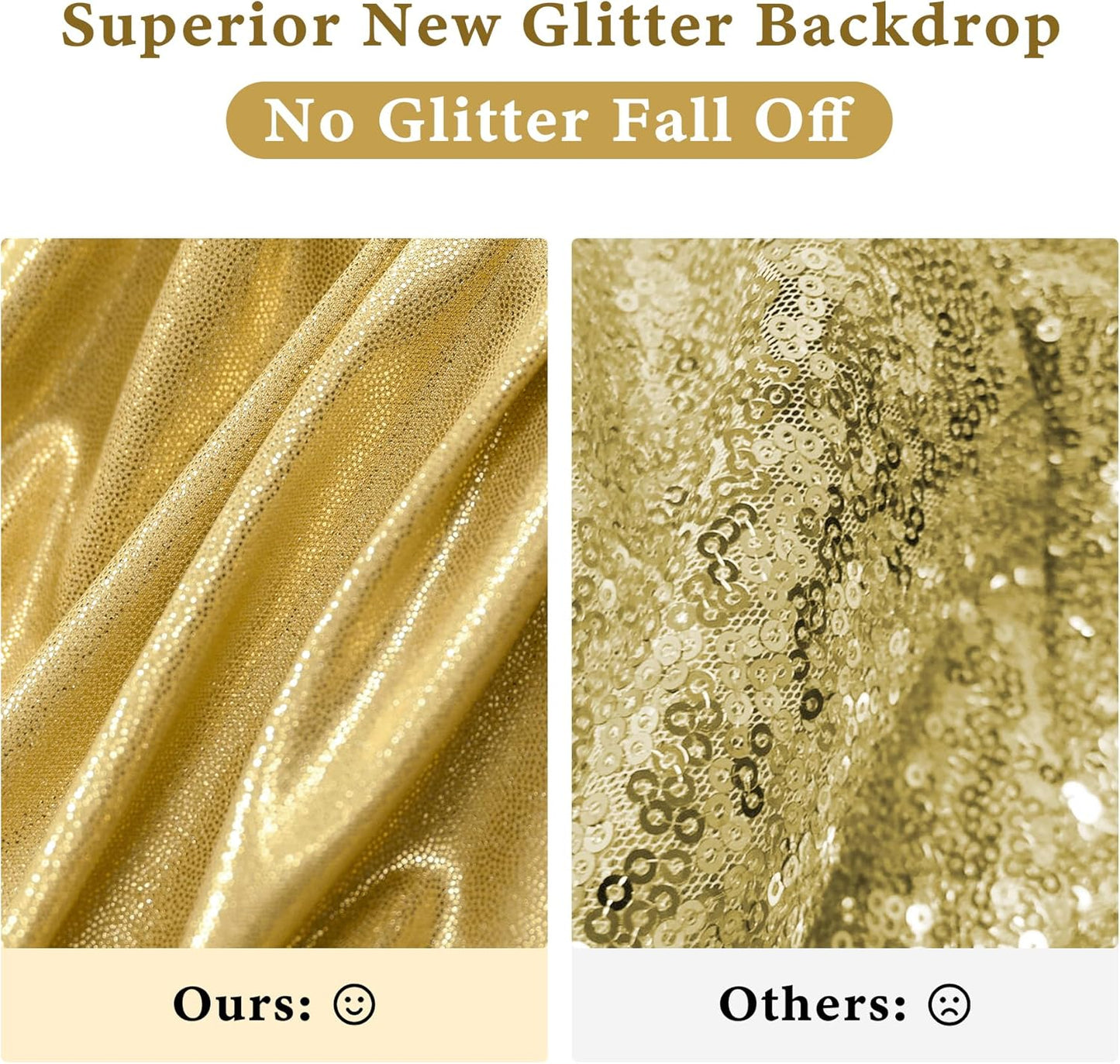 Outpain Thick 40 ft x 10 ft Gold Sequin Backdrop Curtain for Parties, Wrinkle Free Glitter Photo Backdrop Drapes 8 Panels 5x10ft Gold Back Drop Cloth for Wedding Christmas Photography Background