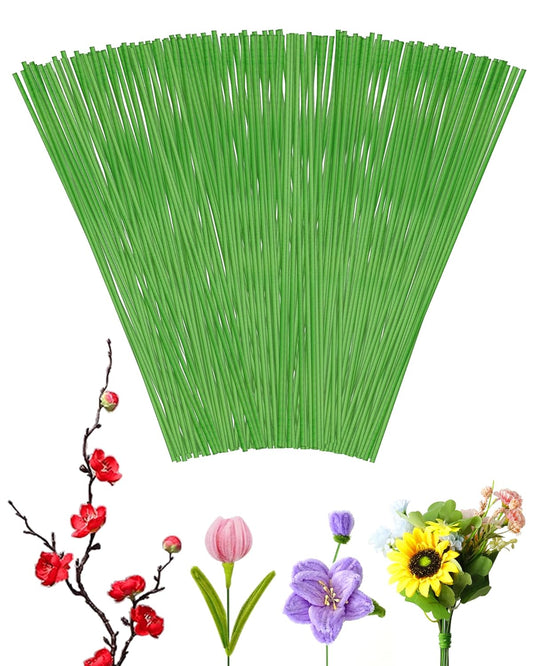 50 PCS FIVEIZERO 16 Gauge LightGreen Floral Wire Stems for Artificial Flower Making, Florist Wires for Crafts, Wreaths, Flower Arrangements and DIY Projects