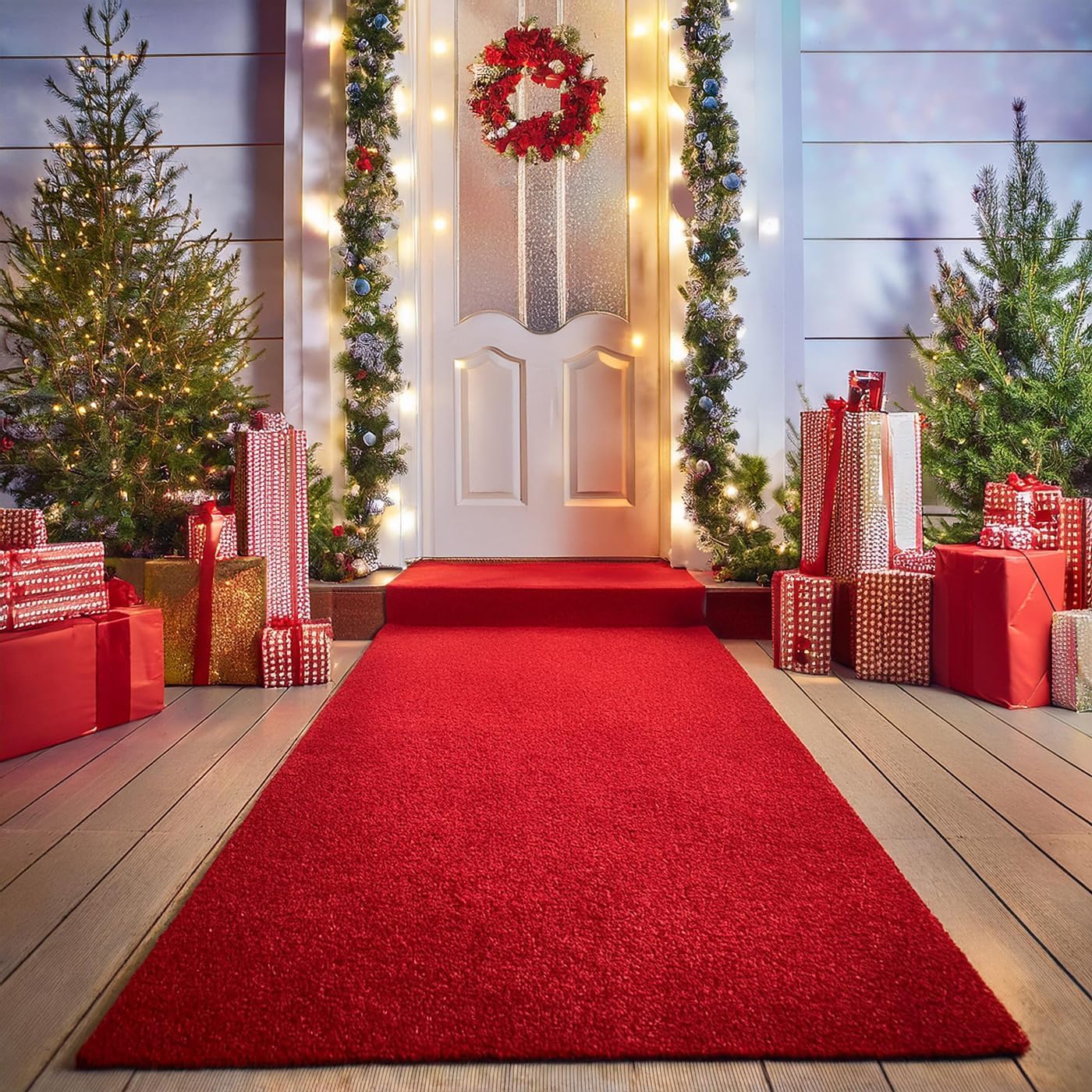 BannerBuzz Hollywood Red Carpet Aisle Non Slip Runner Runway Floor Rug for Step Repeat Backdrop Outdoor Indoor Wedding Christmas Event Birthday Movie Business Office Party Decoration (3' W X 6' H)