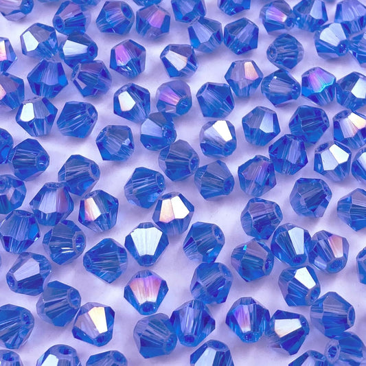 100pcs 8mm Bicone Crystal Glass Beads Loose Spacer Beads Faceted Craft Beads for Jewelry Making DIY Necklace Bracelet Earring Wind Chimes Suncatchers Ornamen(Light Blue AB)