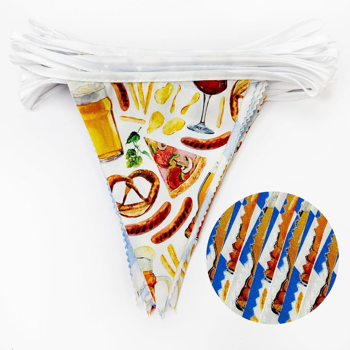 32Ft Oktoberfest Party Decorations Blue Plaid Triangle Flag Fabric Banner Pennant Garland Streamer for Oktoberfest Birthday German Baby Shower Bavarian Party Decor Supplies