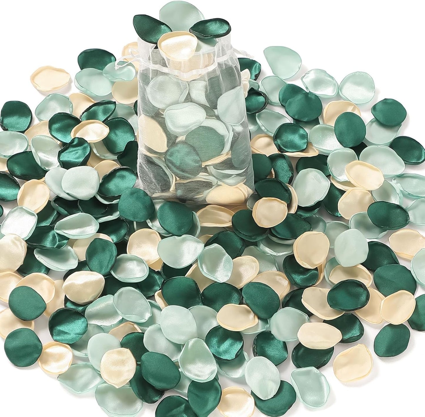 Alecono 𝟲𝟬𝟬𝙋𝙘𝙨 Silk Rose Petals, Green Fake Rose Petals for Wedding, Artificial Flower Petals Decorations for Bath Party Dinner Table Decor