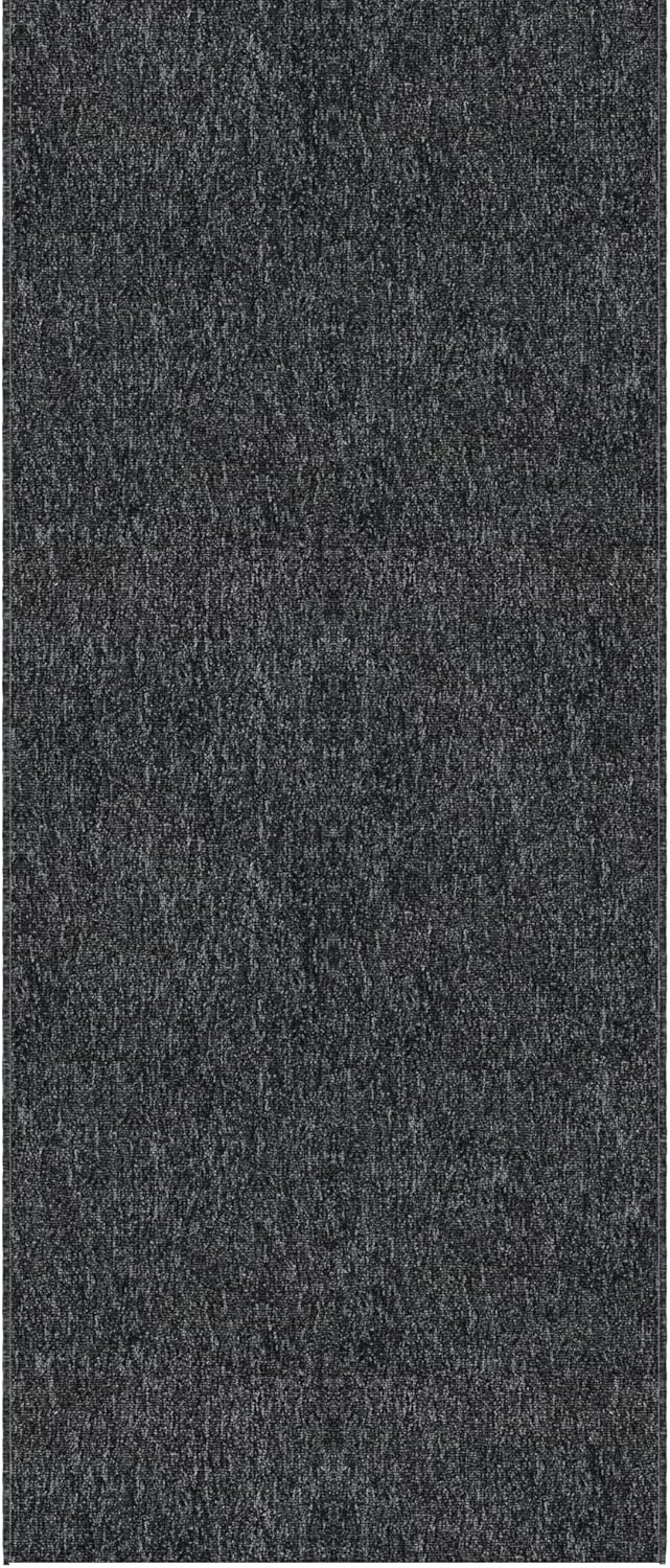 Ottomanson 2'7" x 30' Ultra-Thin Hallway Runner Rug - Durable Non-Slip Carpet for High-Traffic Areas - Fits Under Doors for Seamless Entry - Ideal for Kitchen, Entryway, Bedroom & Living Room, Black