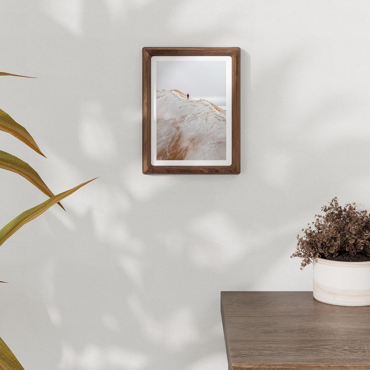 6x8 Frame USA-Sourced Natural Walnut Wood Solid Wood Photo Frame Handcrafted Rounded Corner with Mat to 5x7 Picture Frames Display with Real Glass Family Picture, Wedding Picture, Photo, Certificate