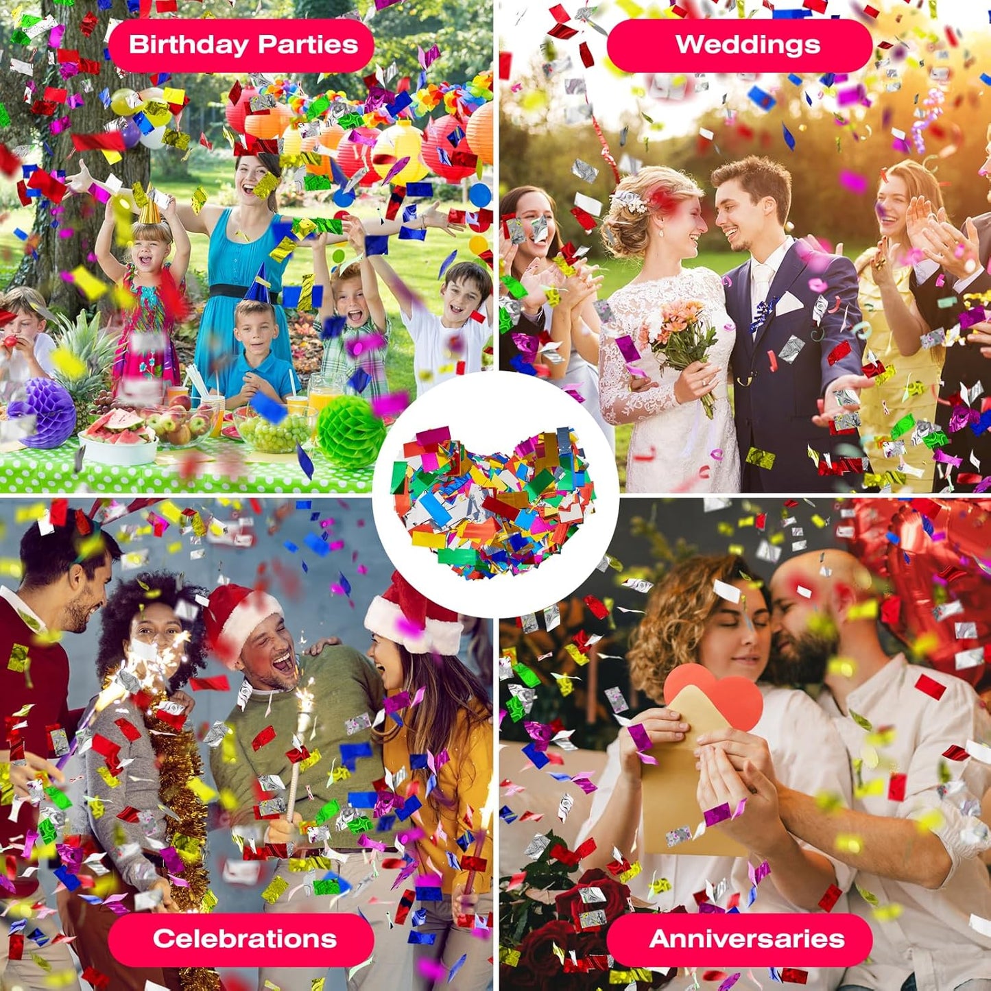 Metallic Glitter Confetti Paper - Flame Retardant Foil Confetti for Parties, Concerts, Weddings & More (1.1)