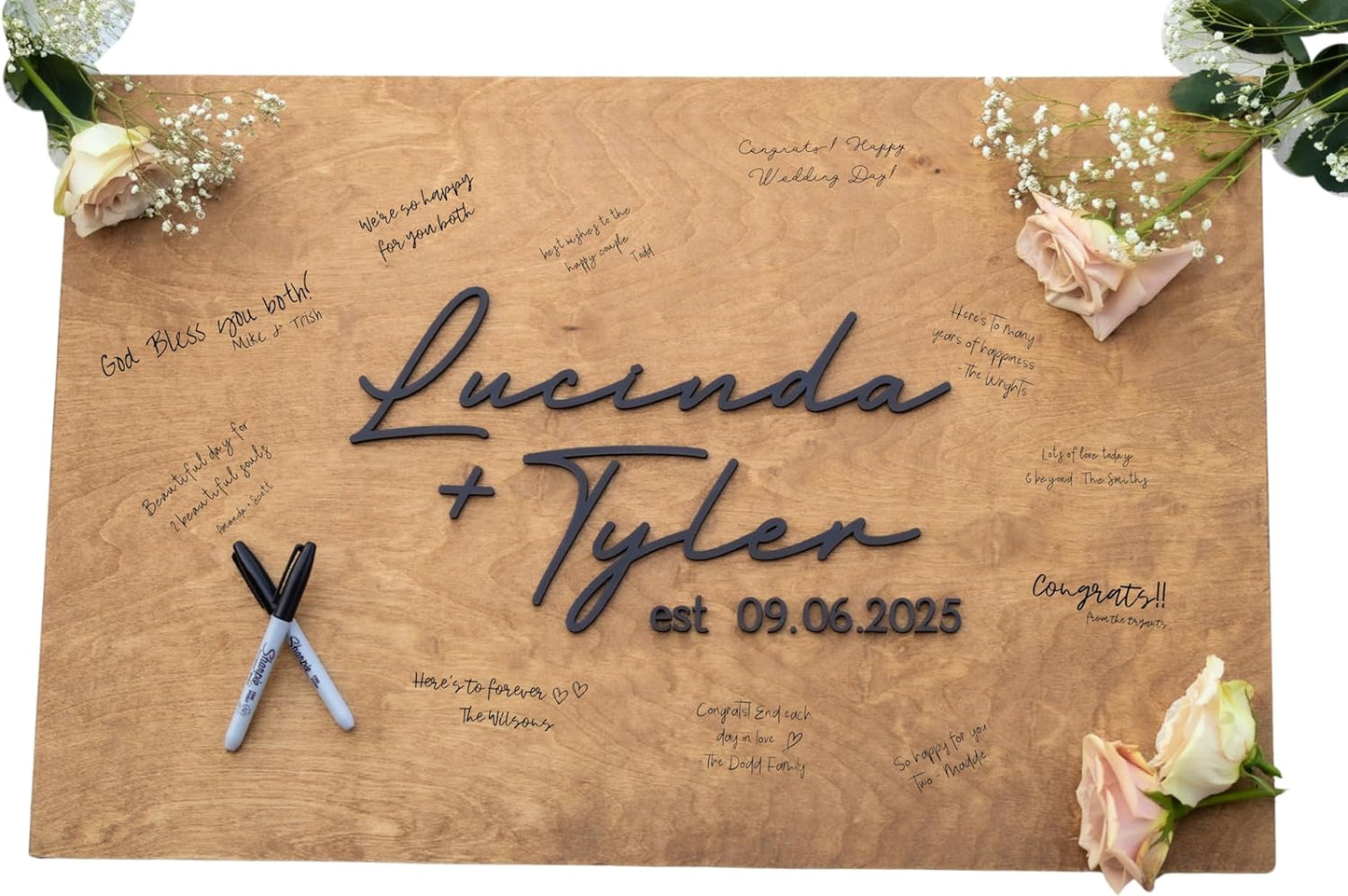 Personalized Last Name Guest Book, Unique Guest Book Sign, Custom Alternative Guest Book, Wooden Guest Book, Wedding Ceremony Guestbook Sign (Design 7)