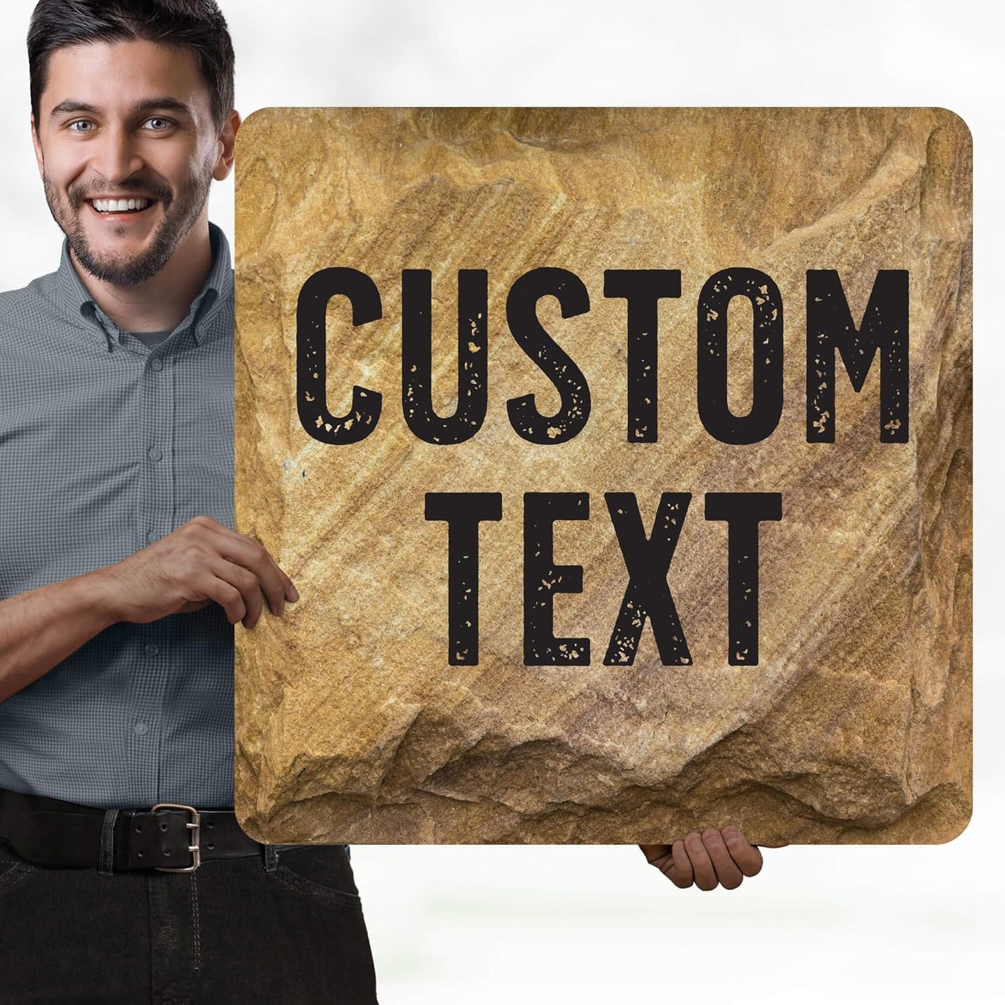 Custom Sign, Custom Street Sign, 11 Font Colors, 13 Font Styles, 4 Hole Options, 22 Sizes, 24x24 Inches, Rust Free DiBound, Fade Resistant, Made in USA by My Sign Center (Stone)