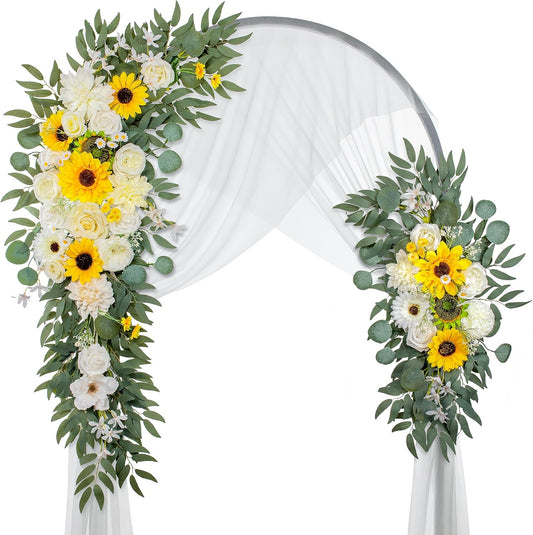 Wedding Arch Flowers, Artificial Flowers for Decoration, Large Flower Swag for Boho Styles Wedding Ceremony Floral Decor - Pack of 2