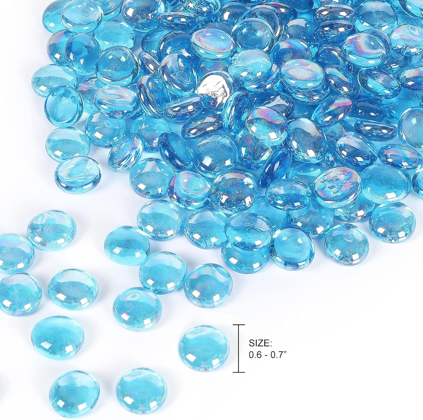 5LB Fire Glass Beads Flat Glass Marbles for Outdoor Fire Pit and Fireplace, Glass Gemstones for Vase Filler, Aquariums, Hydroponics Plants, Home Decor and Christmas DIY Craft, Turquoise