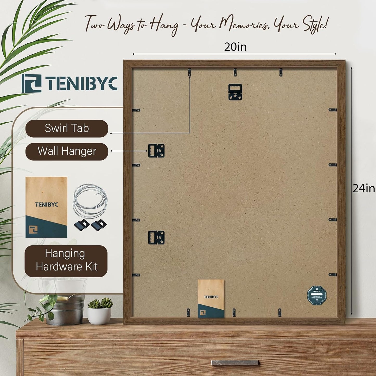 20x24 Poster Frame 3 Pack - Brown Woodgrain, Wood Picture Frame, Wall Gallery Frame - Wall Hanging