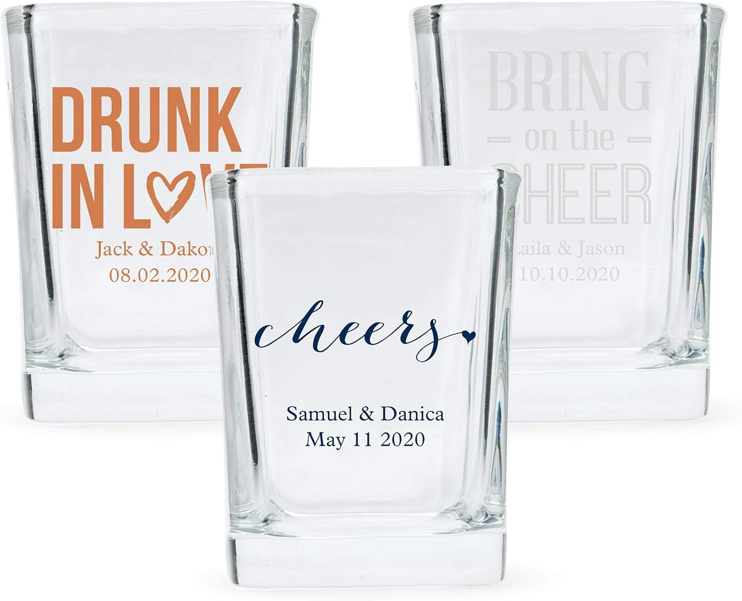 WEDDINGSTAR Personalized 2oz Square Shot Glass Customizable Full Color Print - 108 pack