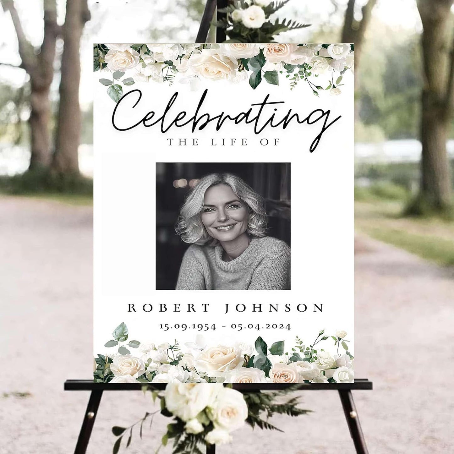 Personalized Funeral Welcome Signs, Celebration Of Life Yard Sign, Celebration Of Life Decoration, Custom Memorial Signs, Minimalist Celebrate of Lifes Sign With Photo, Memory Signage For Funerals #22