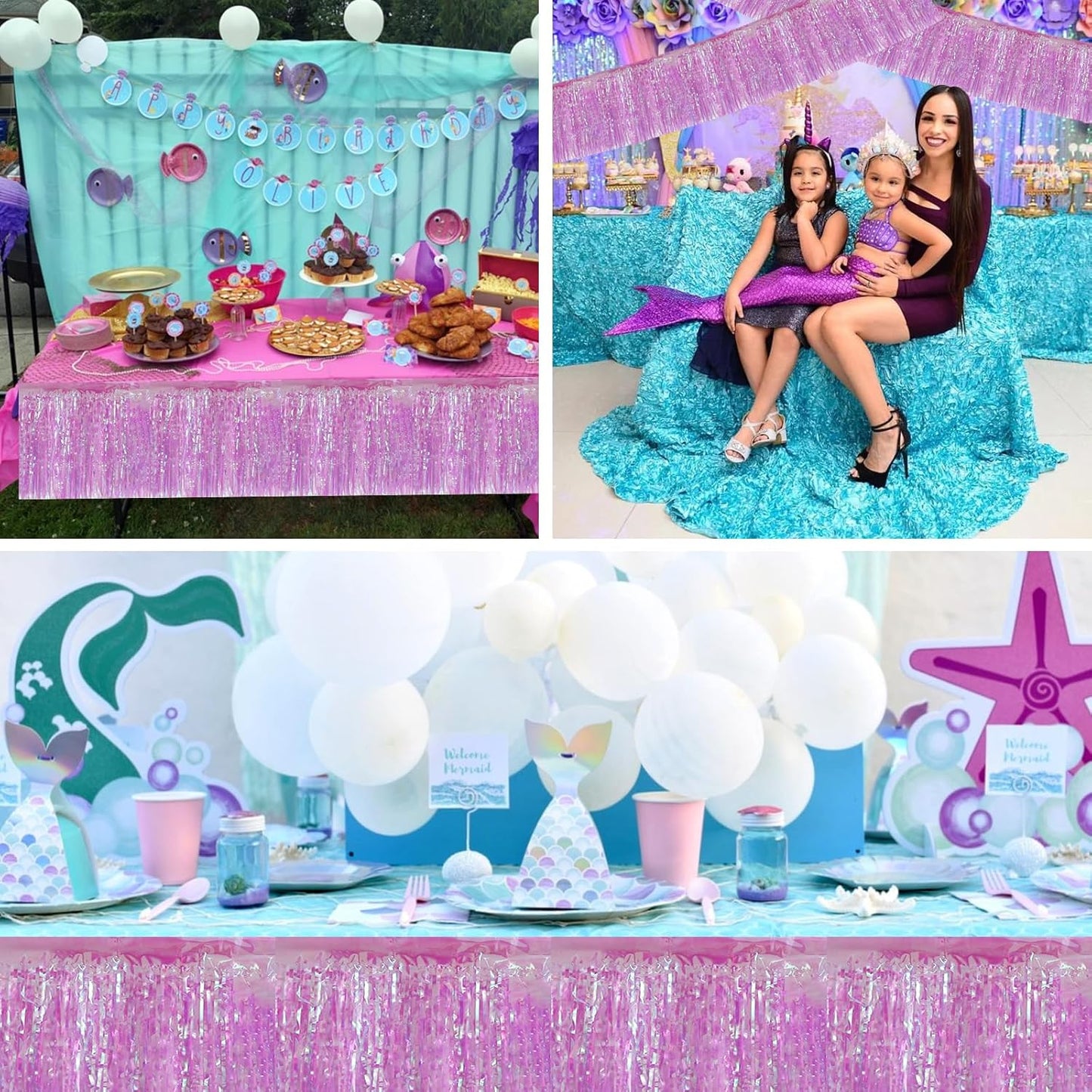 BEISHIDA 3 Packs Metallic Foil Fringe Garland Shining Purple Wall Hanging Tinsel Fringe Banners for Car Floats Bridal Shower Wedding Birthday Easter Graduation Holiday Party Decoration(30 Feet)