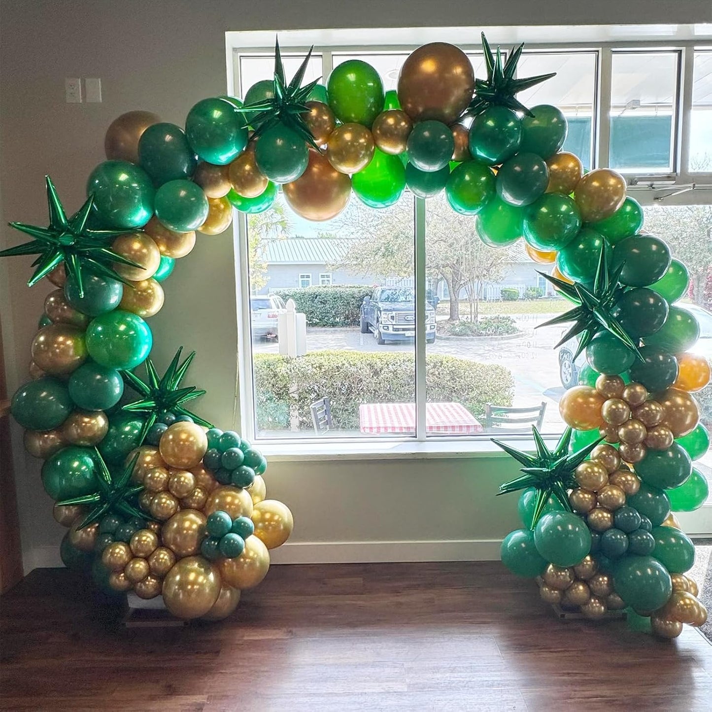 Green Yellow Gold Balloons, 12 Inch Dark Emerald Green Yellow Balloons, Sage Green Metallic Gold Balloon for Birthday Graduation St. Patrick's Day Tropical Summer Garden Party Decorations Supplies