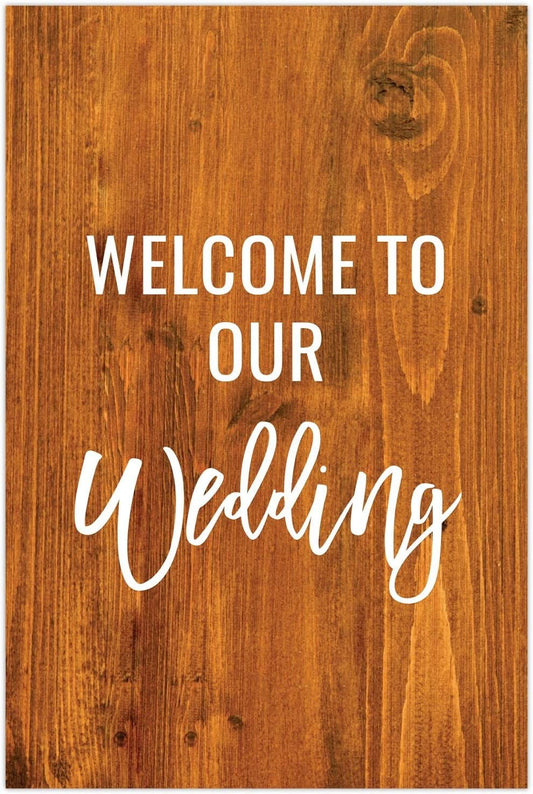 Andaz Press Extra Large Wedding Easel Board Party Sign, 12x18-inch, Rustic Barn Wood, Welcome to Our Wedding, 1-Pack