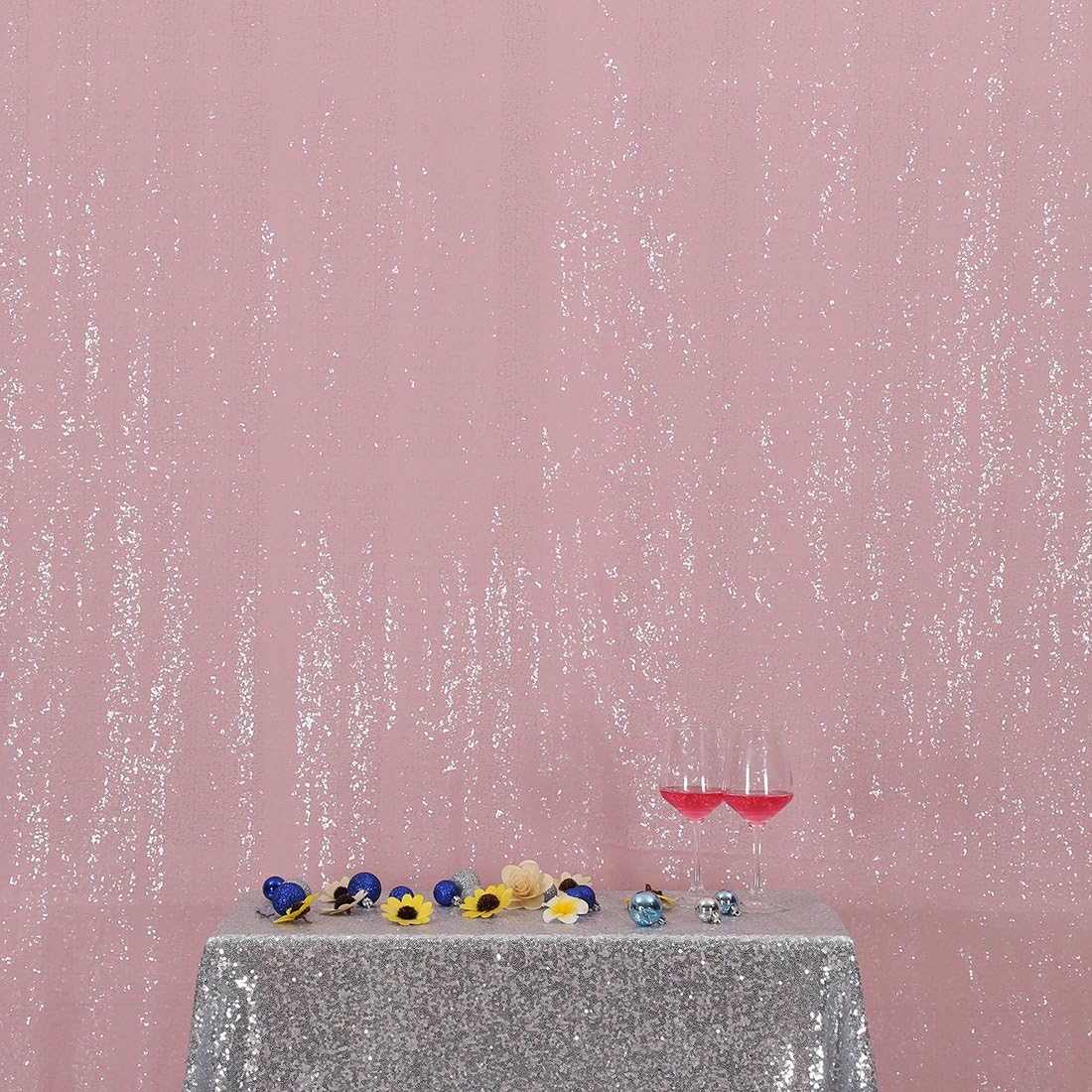 Poise3EHome Pink Sequin Backdrop, 10Ft x 10Ft Glitter Photography Background Curtains for Party Baby Shower Wedding Birthday Christmas Thanksgiving Halloween Decoration