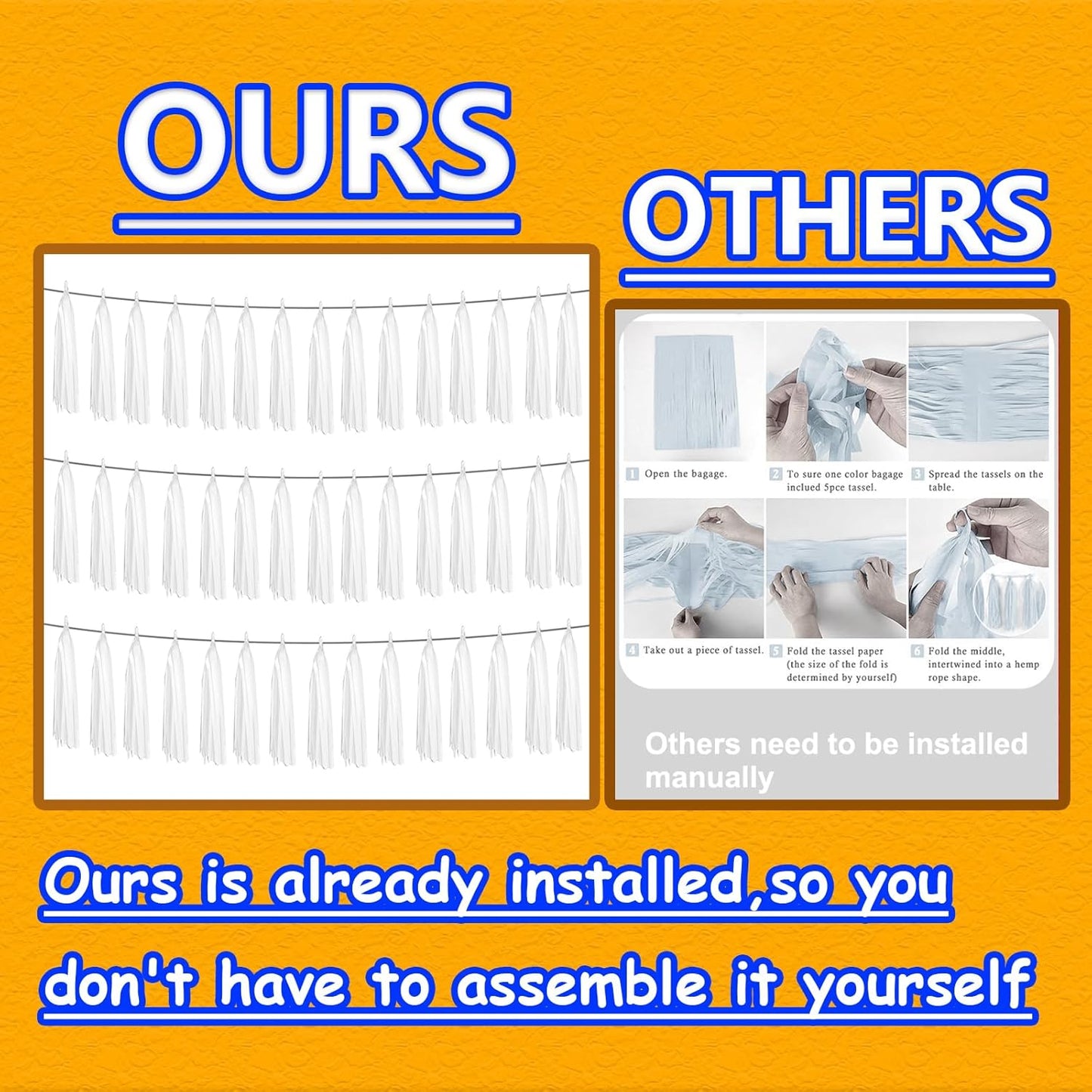 3P Metallic Fringe Banner Garland Foil Tinsel Streamer Wall Hanging Curtain Backdrop Banners for Parade Floats Graduation Decorations, Baby Bridal Shower Party Decoration(White)