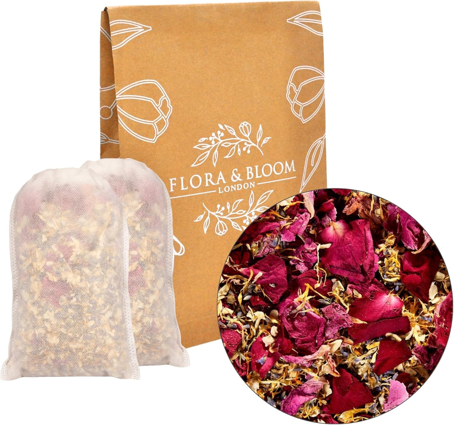 Flora & Bloom Biodegradable Confetti For 28 Guests | Dried Flowers (180g, 0.4lbs) | Wedding Confetti | Jasmine, Lavender & Rose Petals | Wedding Decorations