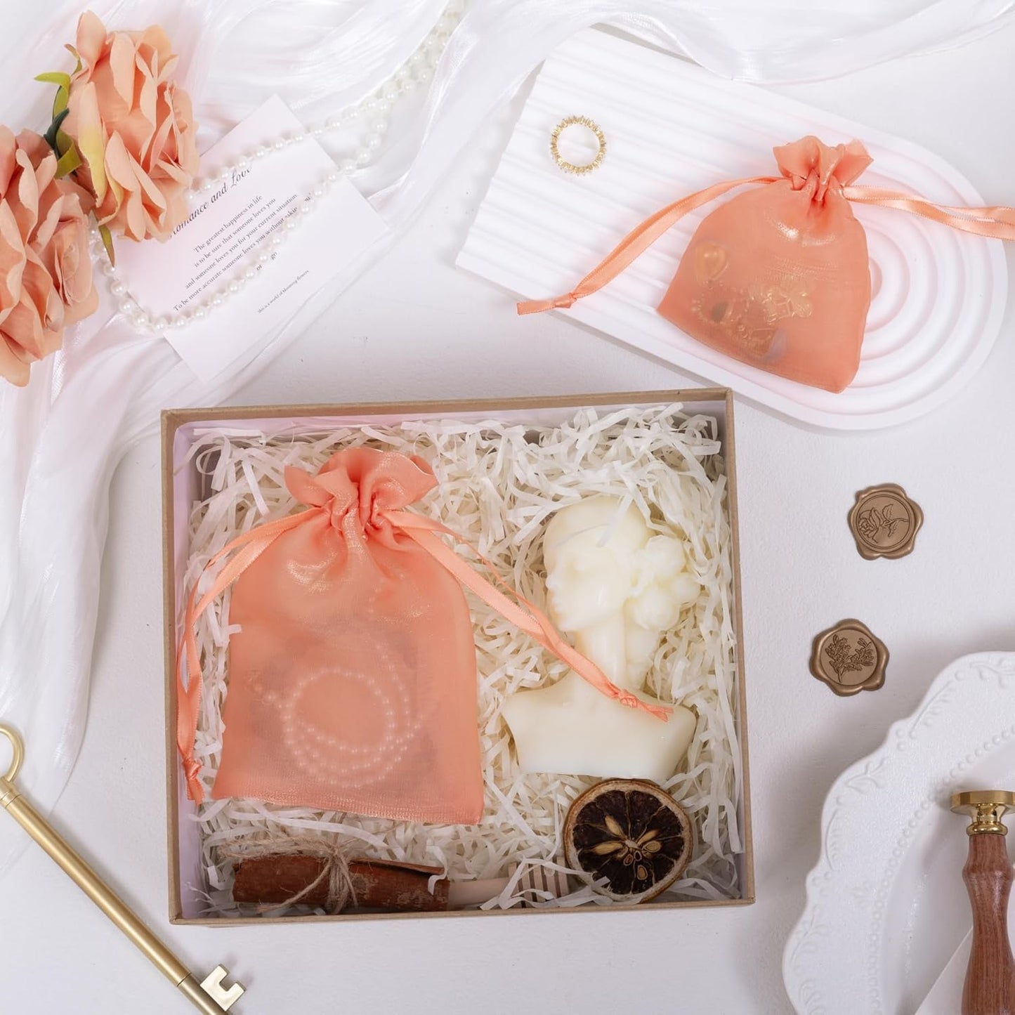 20 Pcs Orange Small Organza Bags 3X4 inch for Wedding Favors with Drawstring, Mini Mesh Gift Bags Jewelry Pouch for Candy Bridal Shower Party Favor Baby Shower Christmas