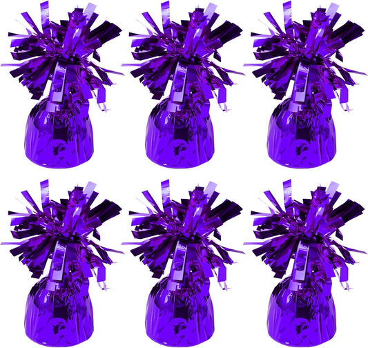 6 Pack Purple Balloon Weights Metallic Holder Anchors Balloon Holder Weights for for Birthday 2025 Graduation Party Christmas Wedding Celebration Decoration (Purple)