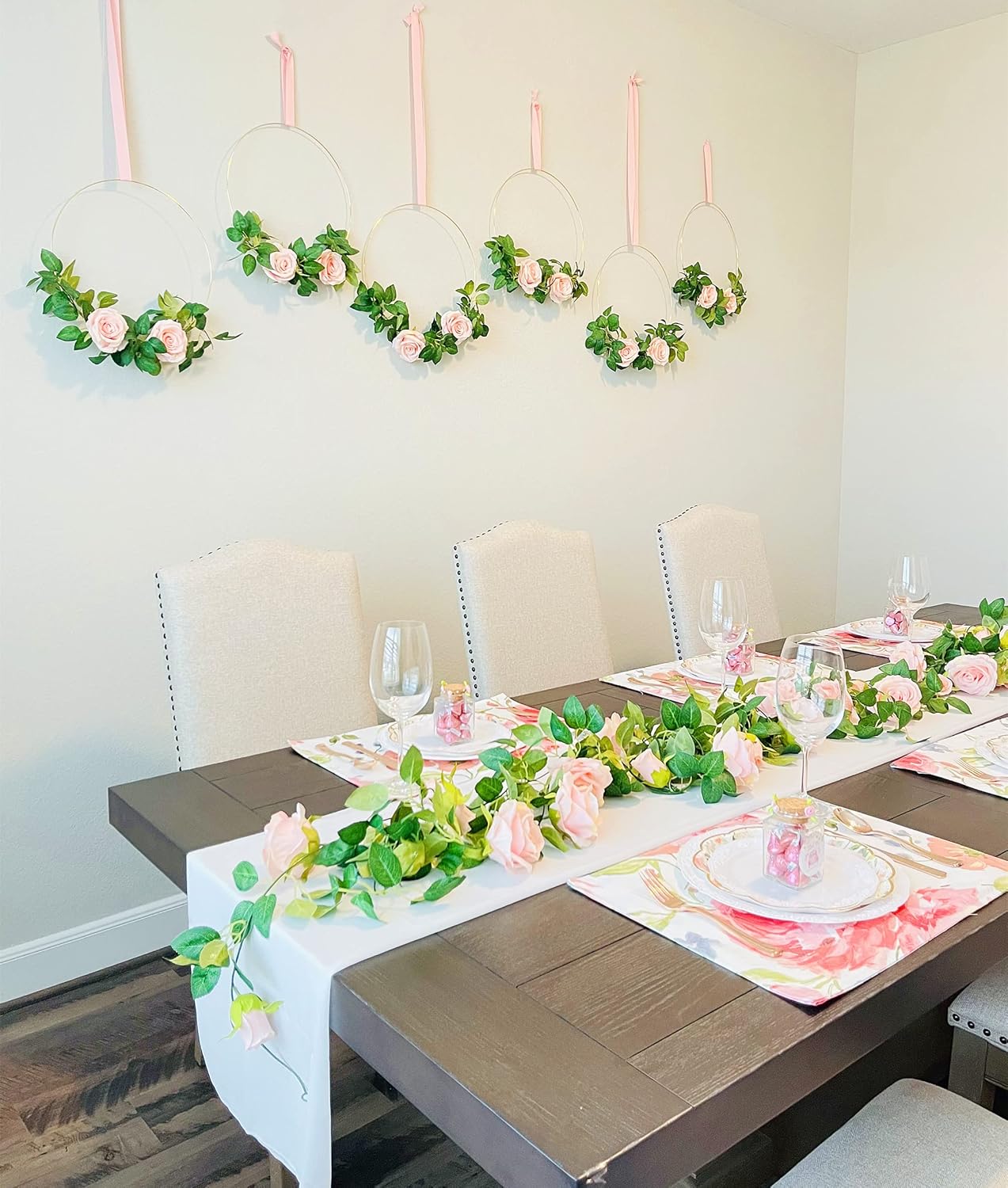 UKELER 2 Pack Artificial Flower Garland Rose Floral Vines Artificial Flowers Hanging Rose Flower Plants for Garden Craft Home Decor, Orange