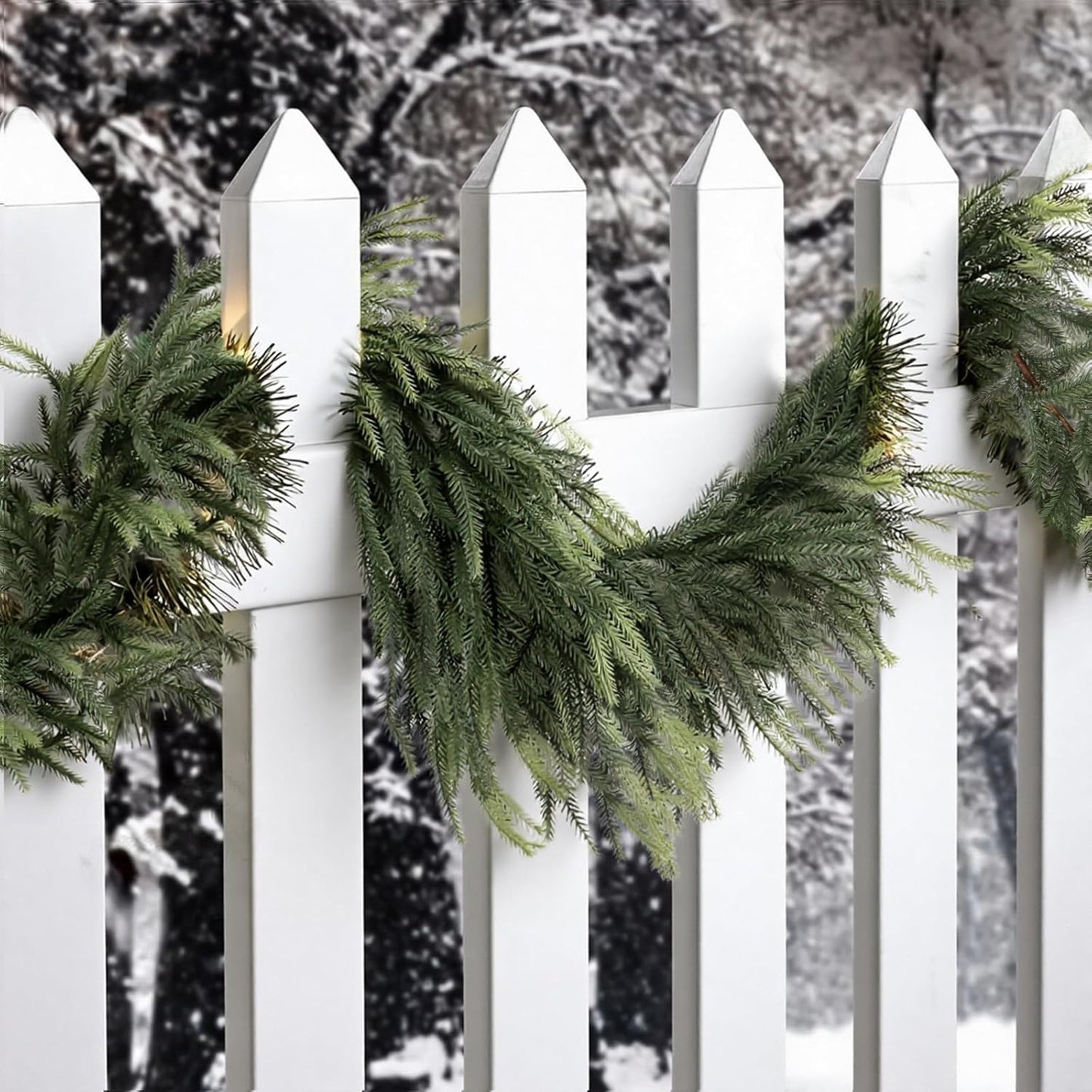 MAKHOT 1-Piece 5.6Ft Artificial Pine Needle Garland, Real Touch Winter Pine Garland, Faux Christmas Garland for Table, Mantle, Wall, Indoor, Outdoor Christmas Decorations