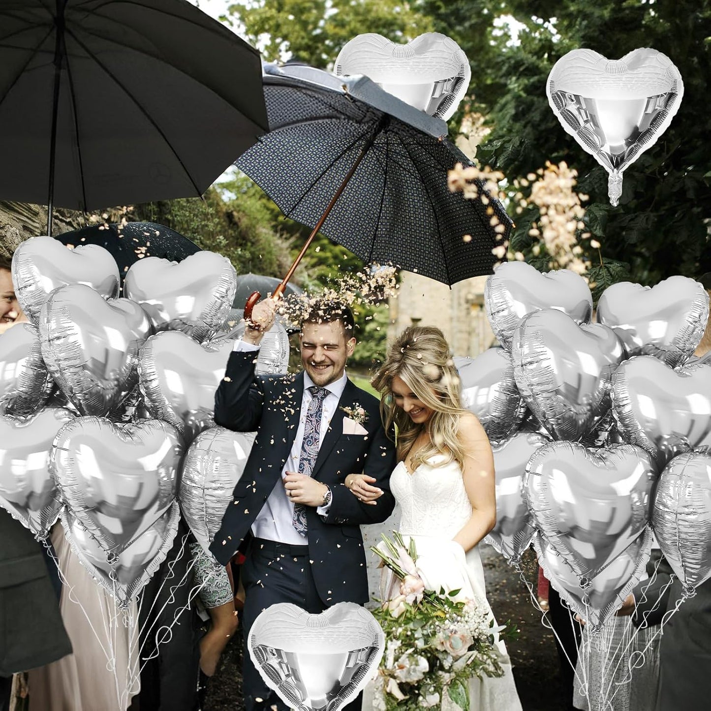 Silver Heart Foil Balloons, 10PCS 18Inch Mylar Balloons for Birthday, Valentine, Wedding, Baby, Graduation, New Year Party Decor