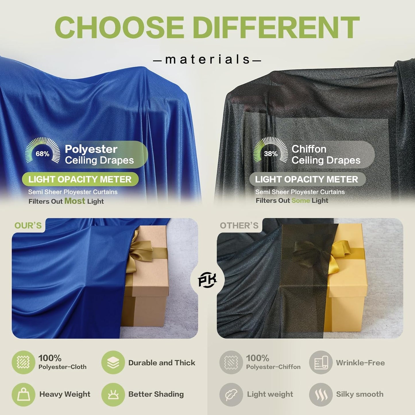 PartyVillage 50ft×15ft Royal Blue Backdrop Curtain for Wedding Parties, 10 Panels Wrinkle Free 15 FT Long Polyester Photo Backdrop Drapes Back Drop Cloth for Birthday Photography Background