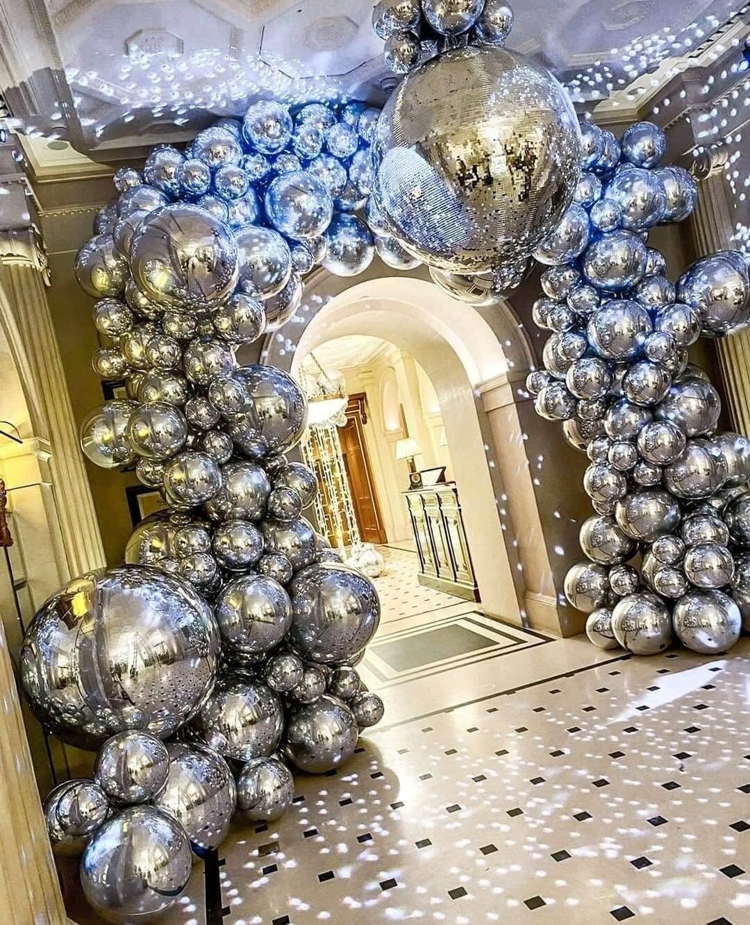 6 Pack Silver 22 Inch 4D Foil Balloons Big 360 Degree Round Sephere Mylar Balloons Mirror Finish Metallic Balloons for Wedding,Birthday,Bachelorette,Baby Shower Decorations Party Supplies