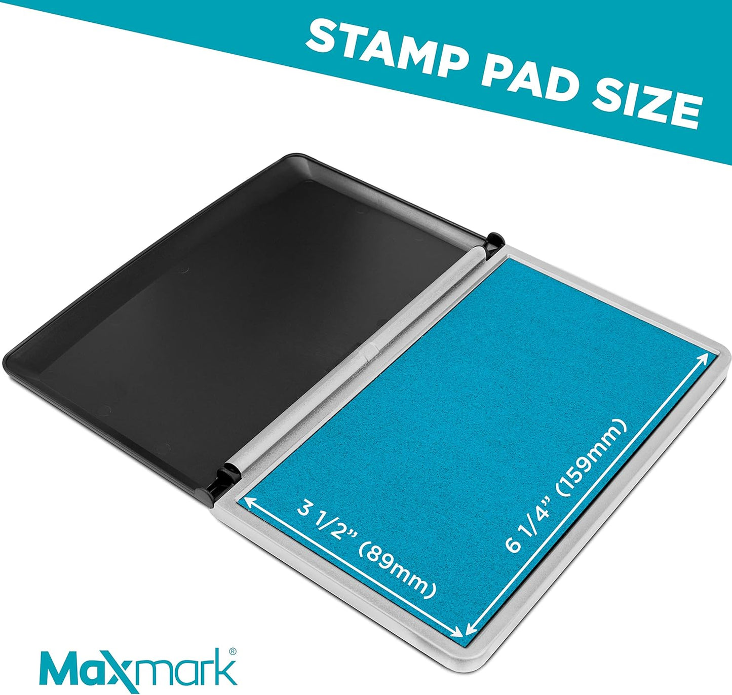 MaxMark Large Premium Light Blue Ink Stamp Pad - 3.5" x 6.25" - Quality Felt Pad