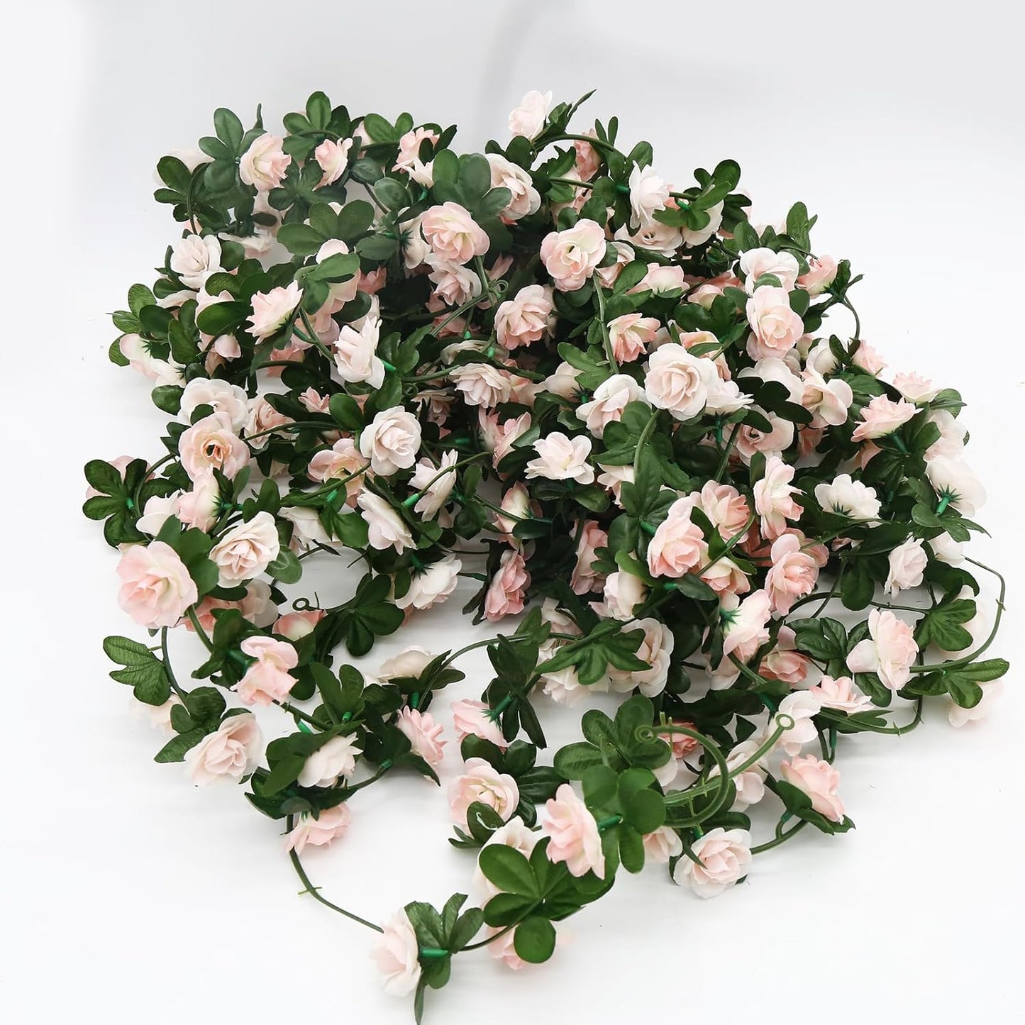 12 PCS 98.4 FT Artificial Flower Garland Rose Garland for Wedding Room Decor（12,Light Pink）