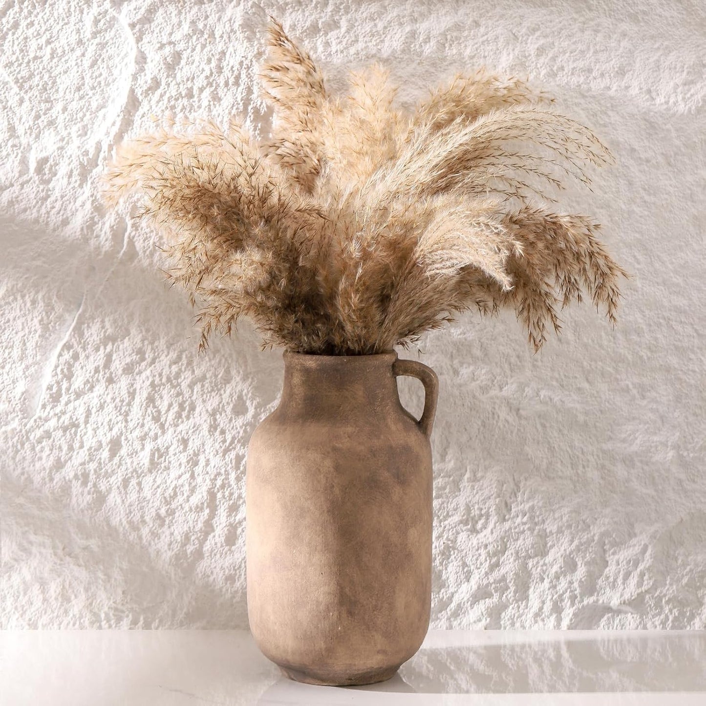 Ceramic Flower Vase Home Decor - 9.7 inch Large Table Flowers Vases Living Room Bedroom Plant Decorations Farmhouse Vintage for Kitchen Shelf Office Coffee Dining Desk House Women (Retro, 9.7")