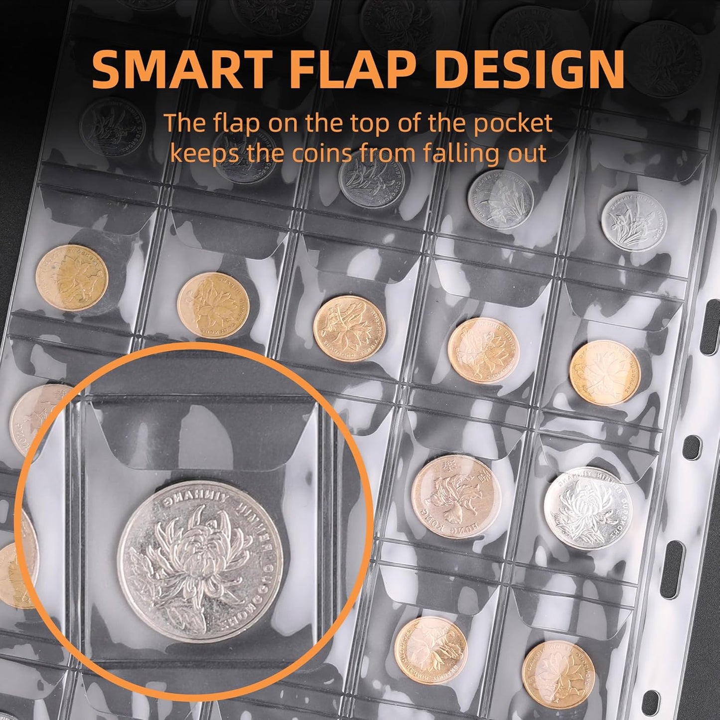 Coin Collection Book Holder for Collectors, 300 Pockets Fireproof Coins Collecting Album & 36 Sleeves Money Storage Case for Coin Currency Collection Supplies, Bill, Pennies, Quarters, Stamp,Pink