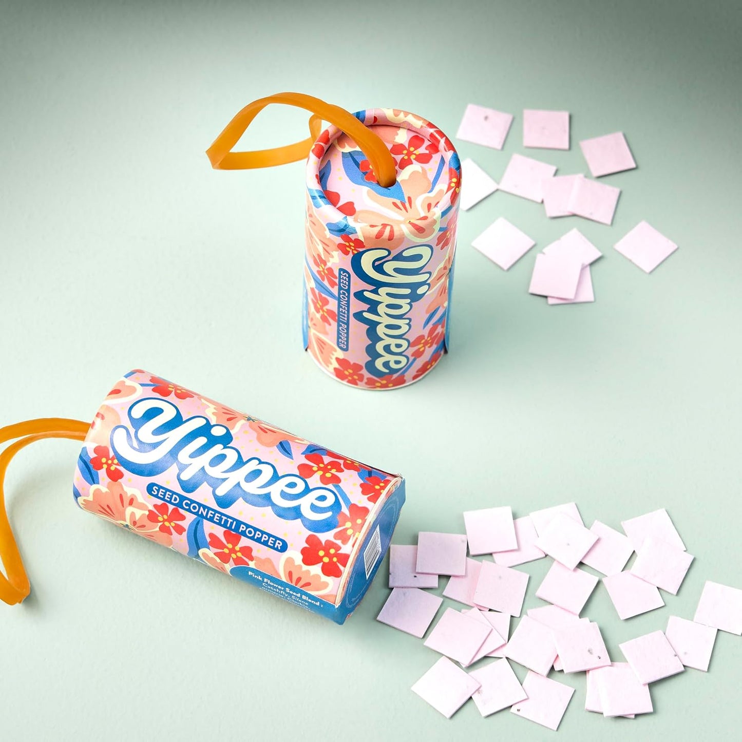 Modern Sprout Seed Confetti Poppers with Flower Seeds - Party Favors for Outdoor Wedding, Birthday & Parties - Non-Toxic, Plastic-Free & Pollinator Safe Plantable Seed Paper - Pink Yippee (Pack of 12)