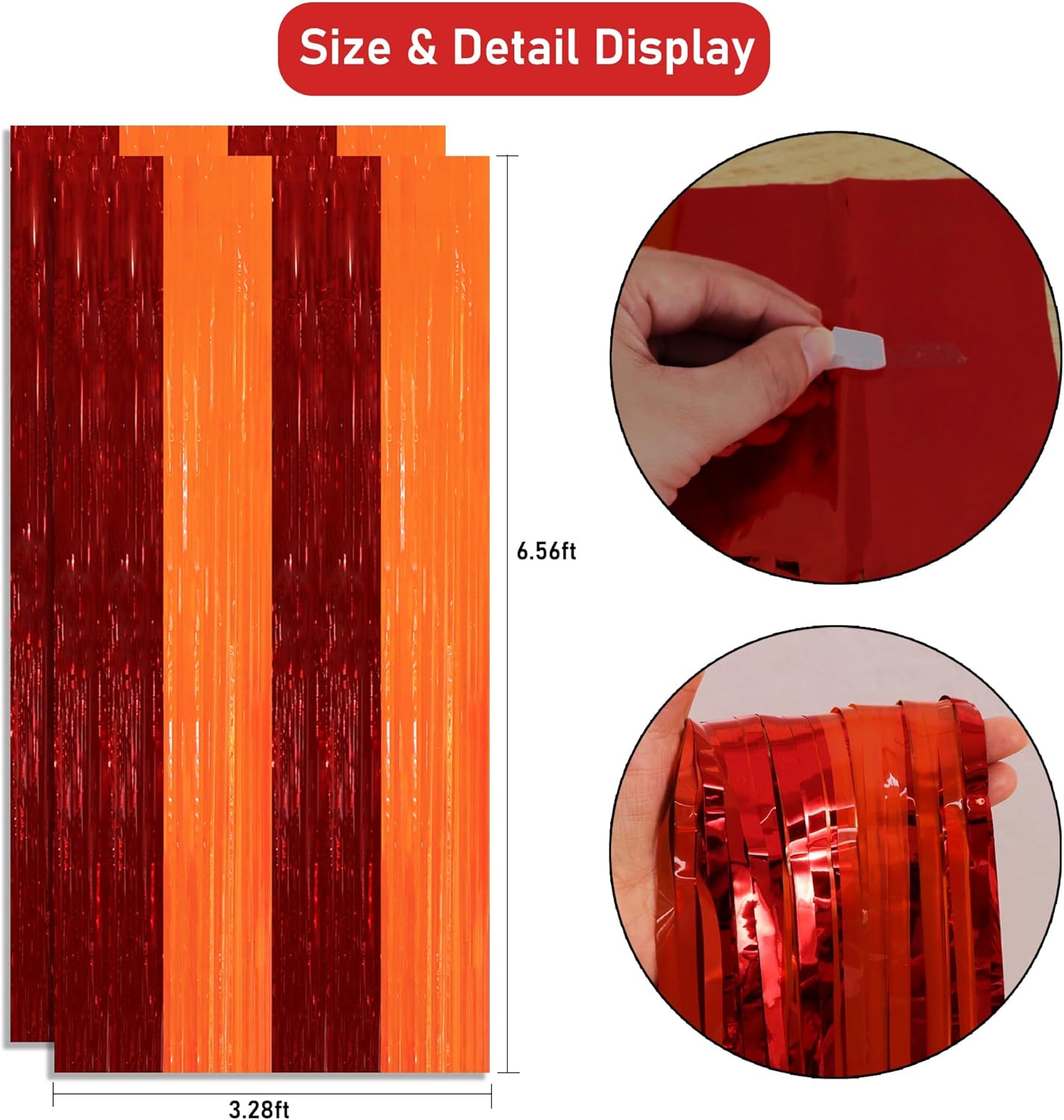 TONIFUL 2Pcs Red Orange Door Streamers,Green Photo Booth Backdrop,Metallic Streamers Green Foil Fringe Curtains for Birthday,Christmas,New Year,Thanksgiving,St. Patrick's Day Party Streamers Decor