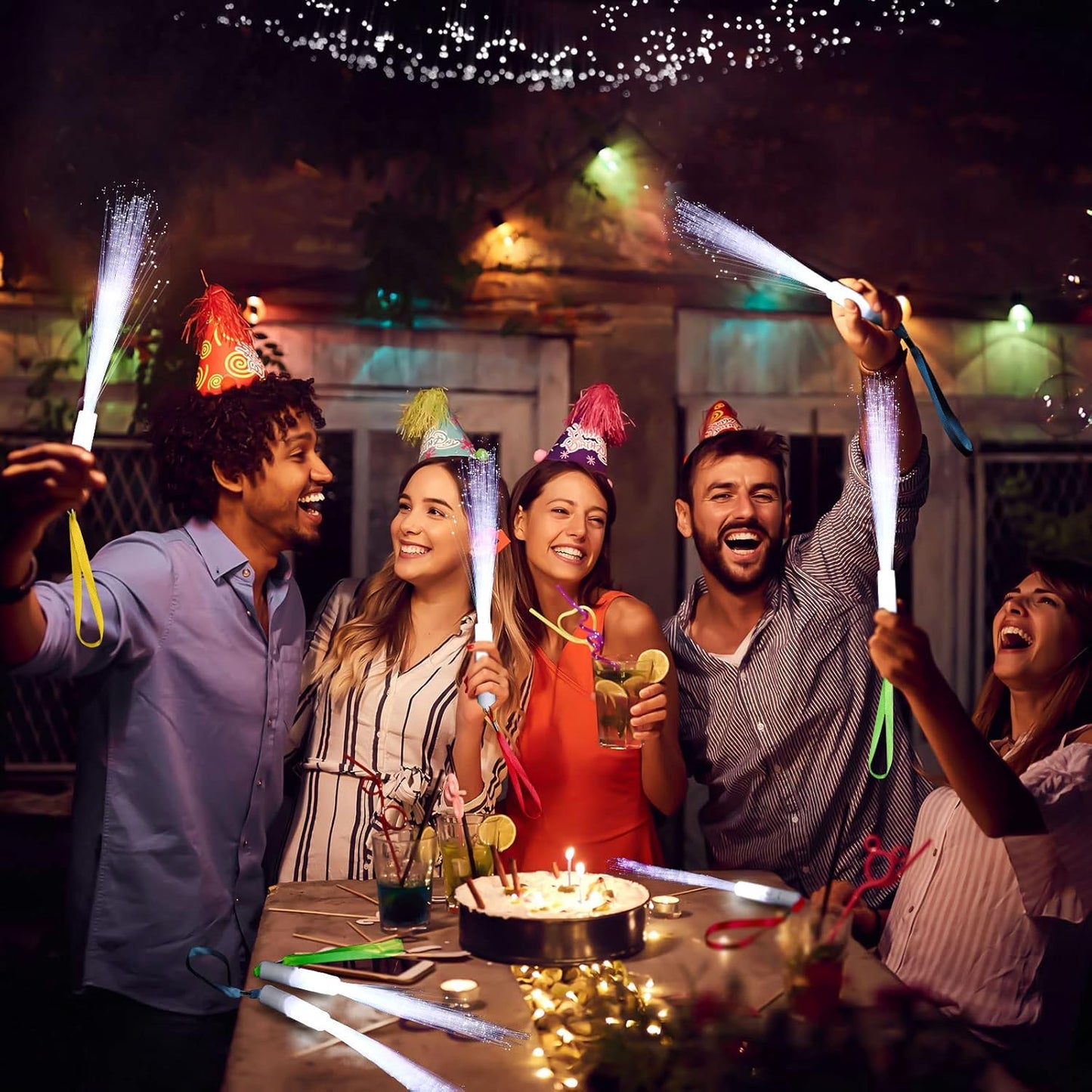 100 Pcs White Fiber Optic Wands Bulk Wedding Sparklers Party Favors LED Light Glow Sticks with 3 Modes Long Flashing Glow for Birthday Wedding Bridal Shower Glow in the Dark Party Favors