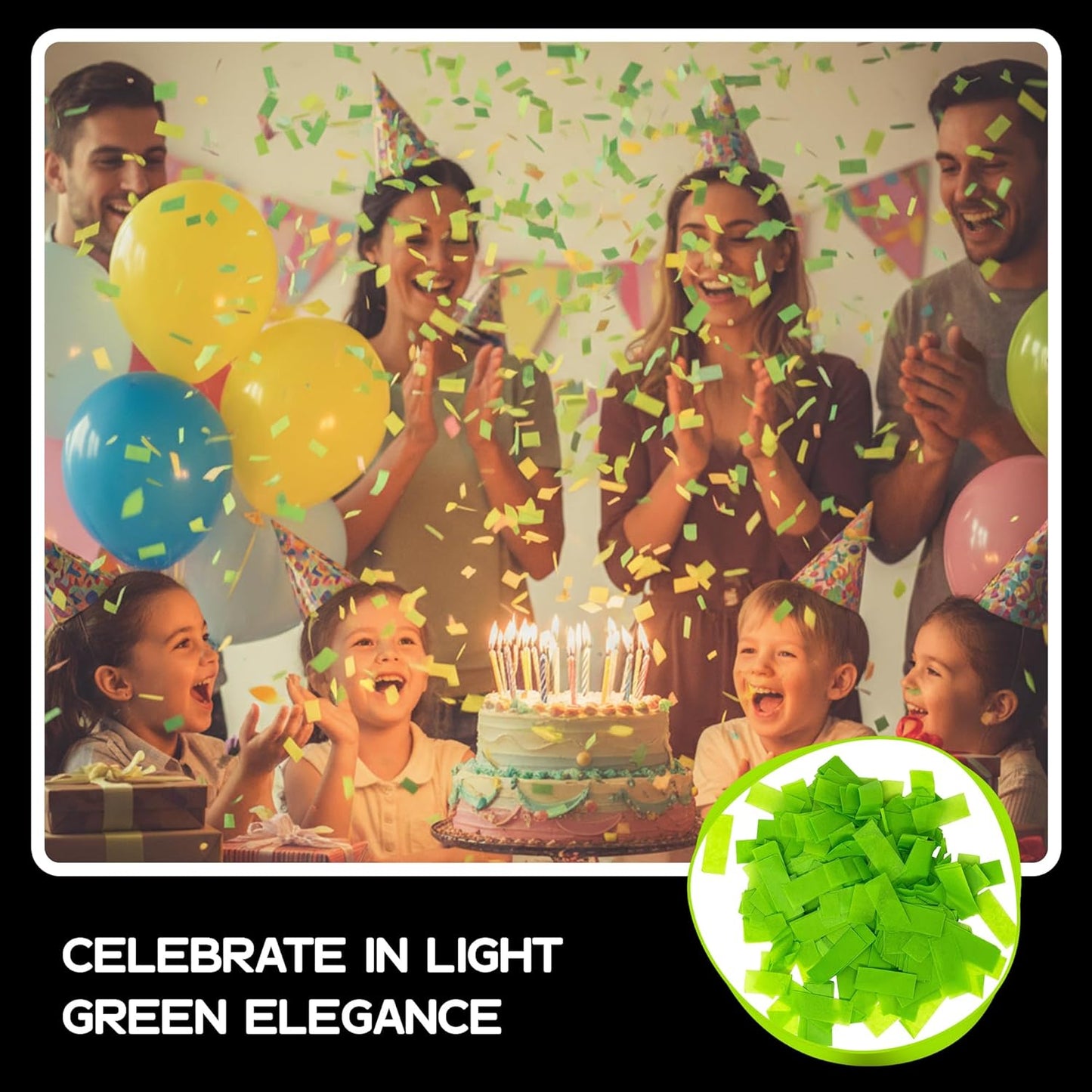 Ultimate Confetti, Rectangular Biodegradable Confetti – light Green Fluttering Tissue Paper Confetti for Cannon and Launcher use - Wedding Confeti, Birthday, Parties and Live Events - 1 lb, 16 oz