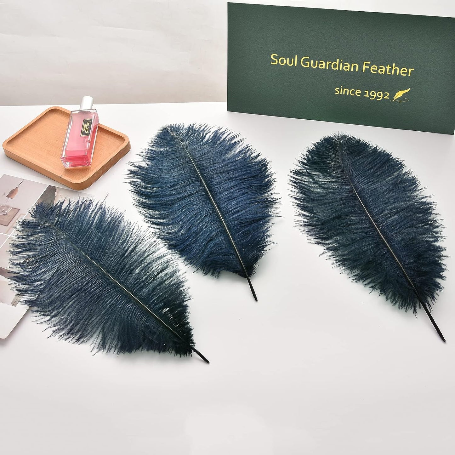 Ballinger Navy Blue Ostrich Feathers Plumes - 24pcs 12-14inch Long Feathers for Wedding Party Centerpieces Halloween Decorations