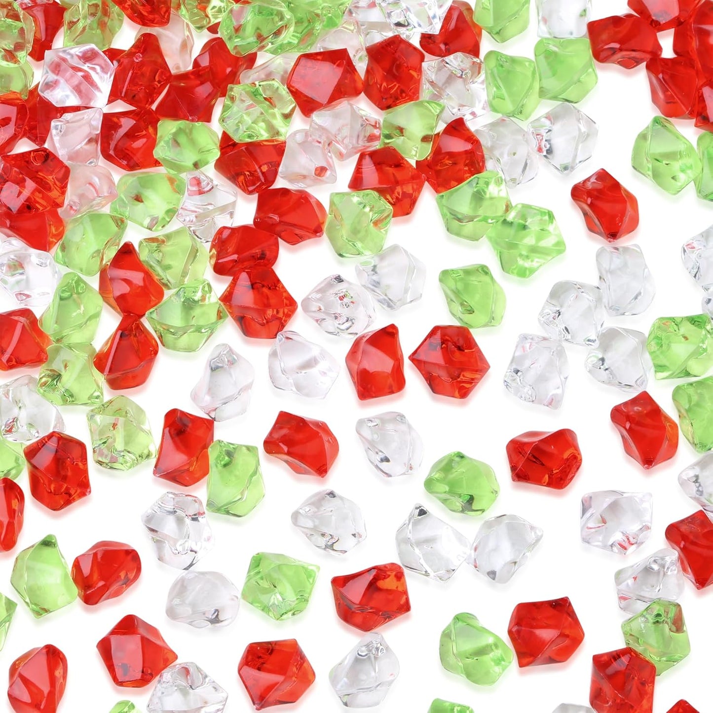 YATOJUZI 500pcs Fake Ice Cubes Christmas Decor Acrylic Crushed Rocks Vase Fillers Plastic Diamonds Gems for DIY Xmas Party Centerpiece Table Scatter Prop Display 0.5"
